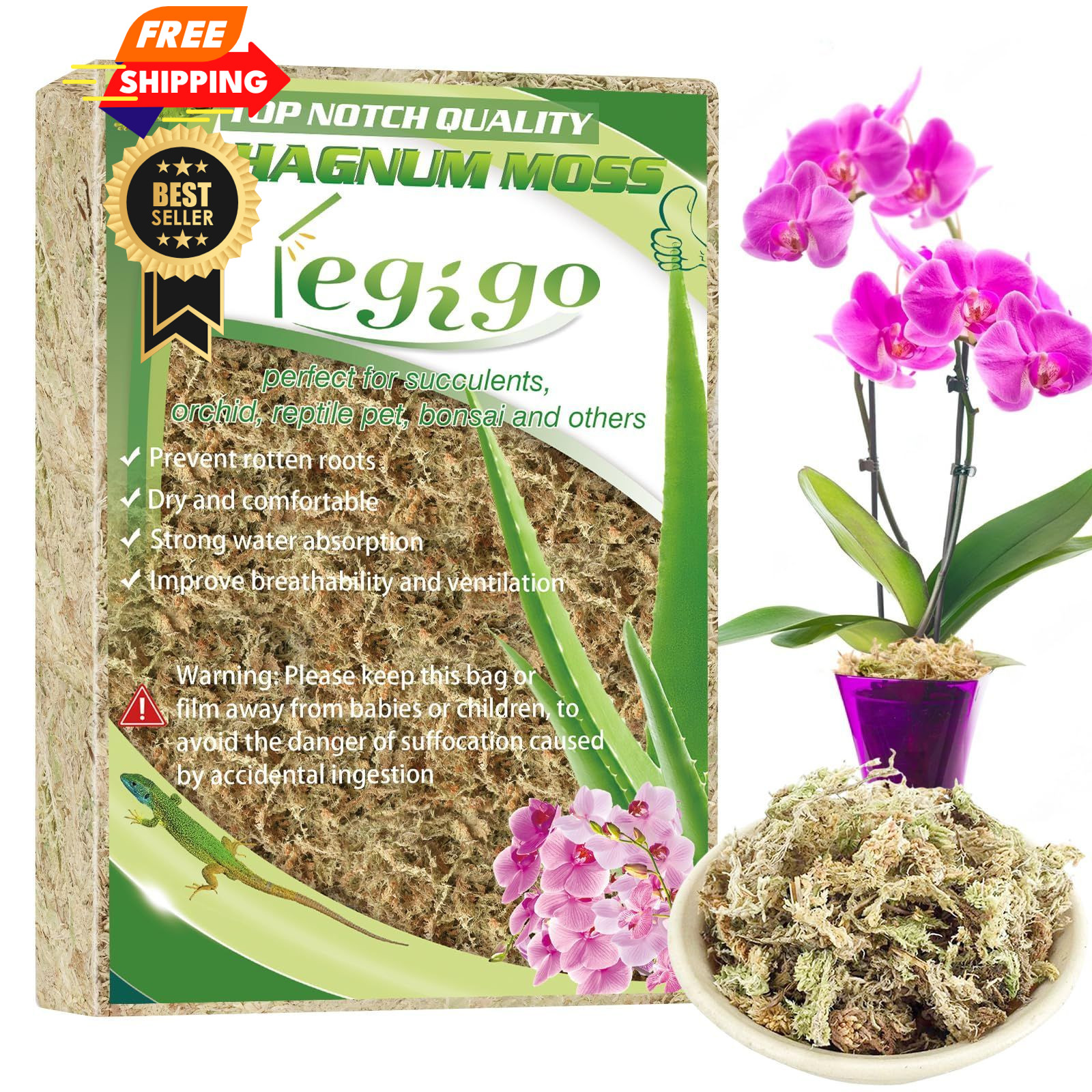 Legigo 3.5oz Premium Sphagnum Moss Potting Mix- 4 4 quarts, 4 QT(Appx.3.5oz)