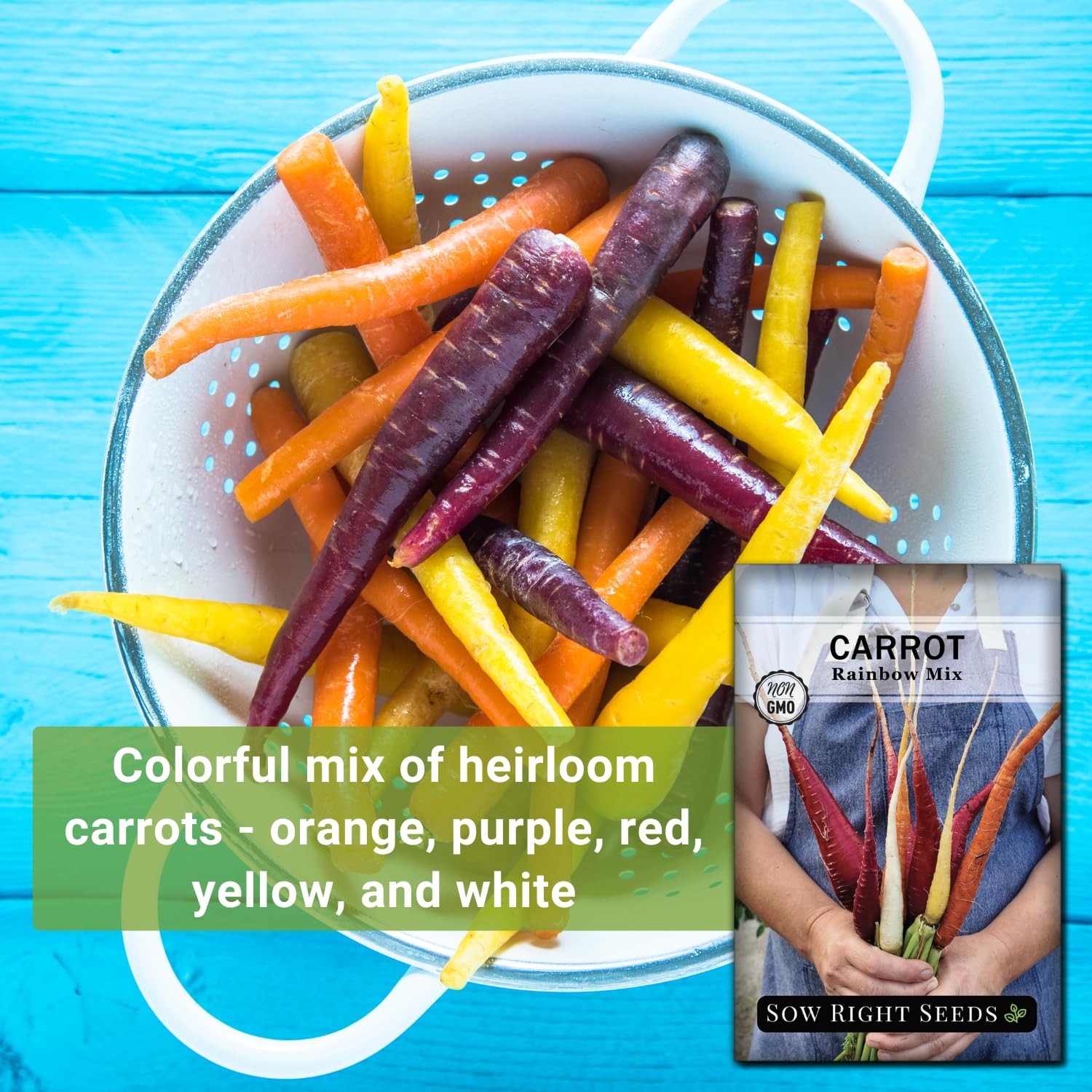 Rainbow Carrot Seeds – Non-GMO Heirloom Mix for Colorful Home Garden Planting