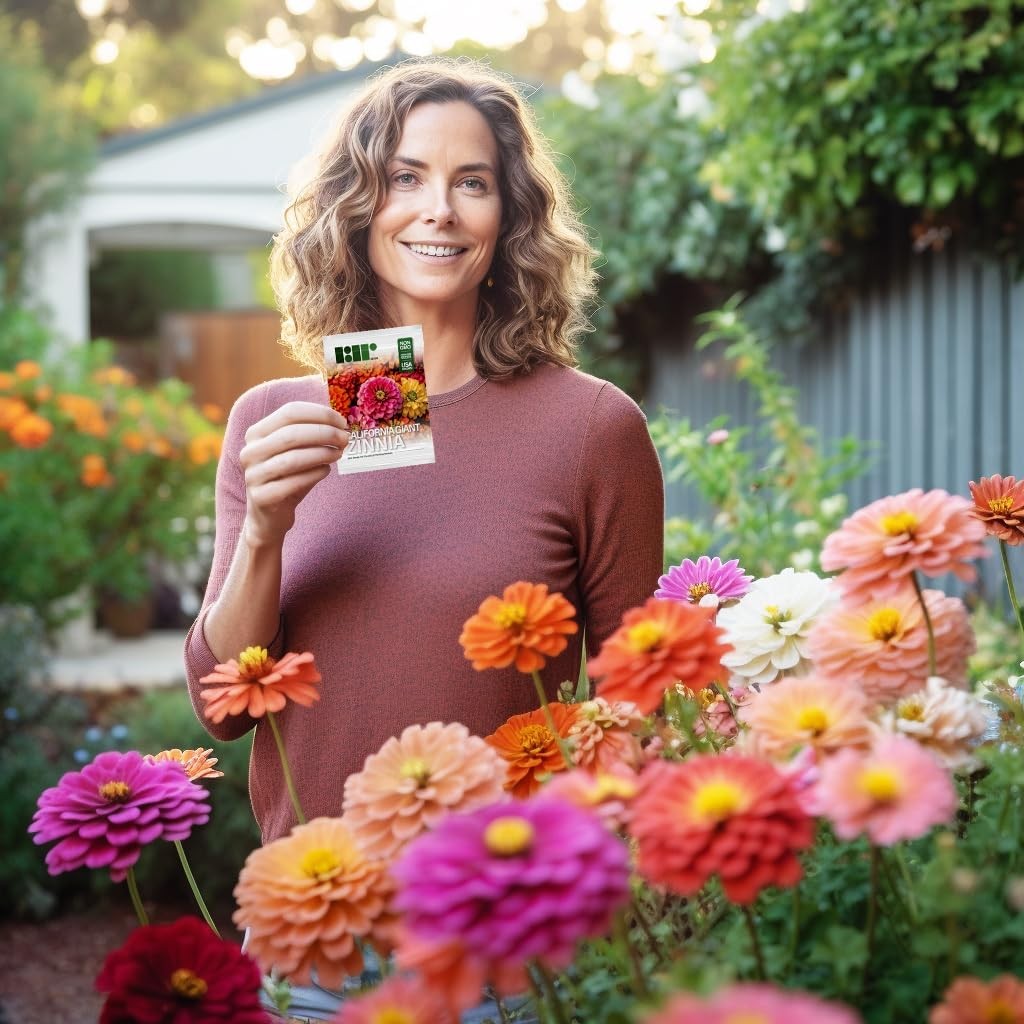 250 California Giants Zinnia Seeds for Orange,Pink,Purple,Red,White,Yellow