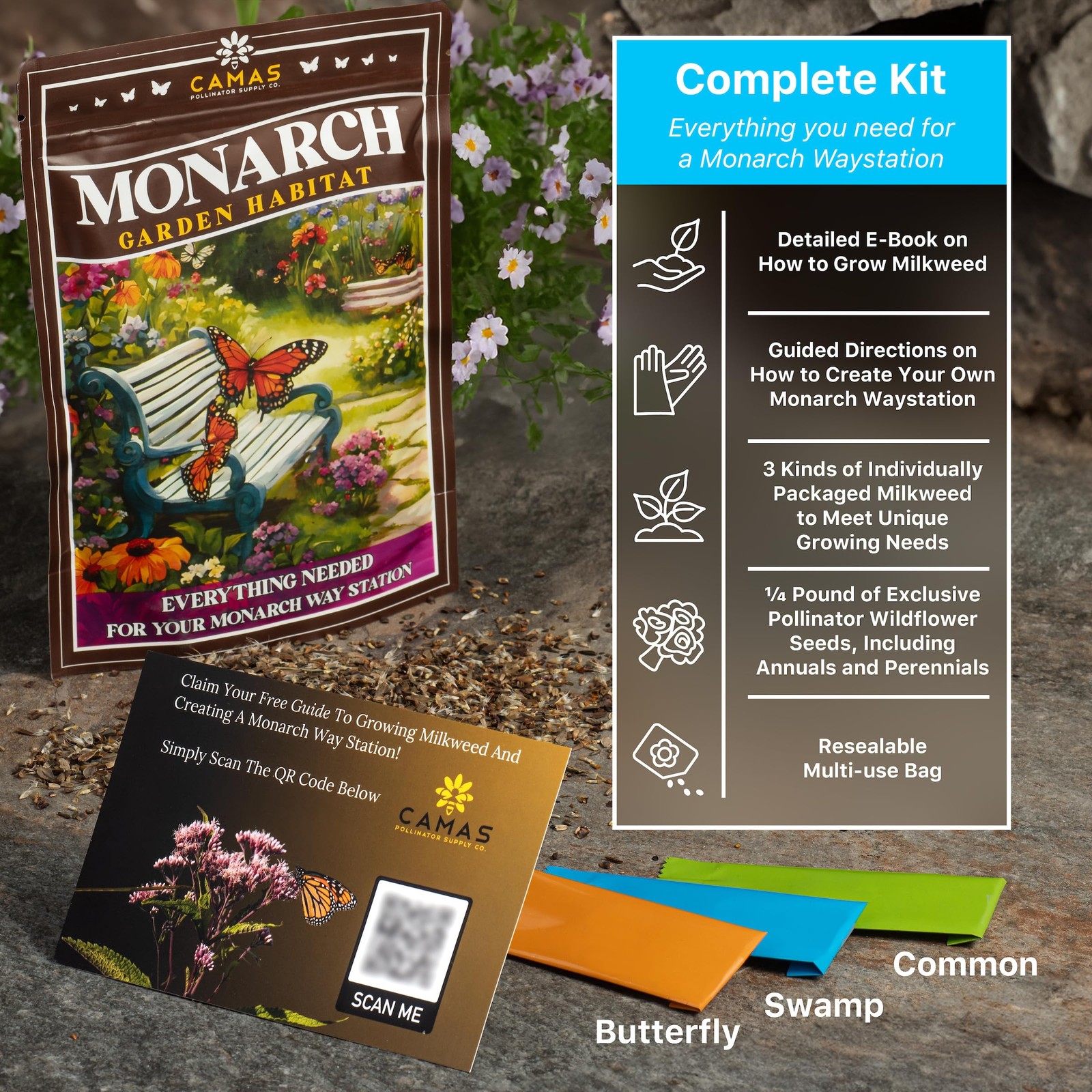 Monarch Butterfly Garden Kit with Milkweed Seeds–Perennial Flower Spectrum