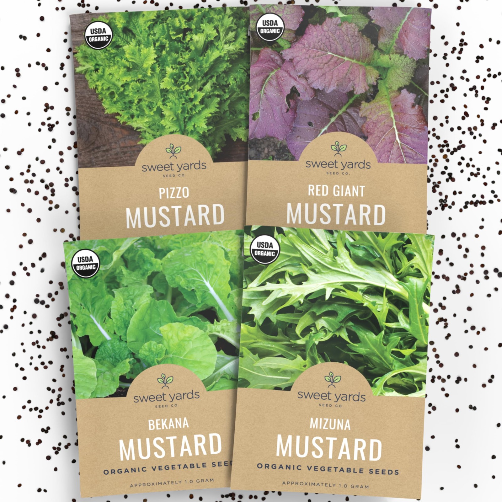 Organic Mustard Green Seeds Variety Pack – 4 Individual variety pack,