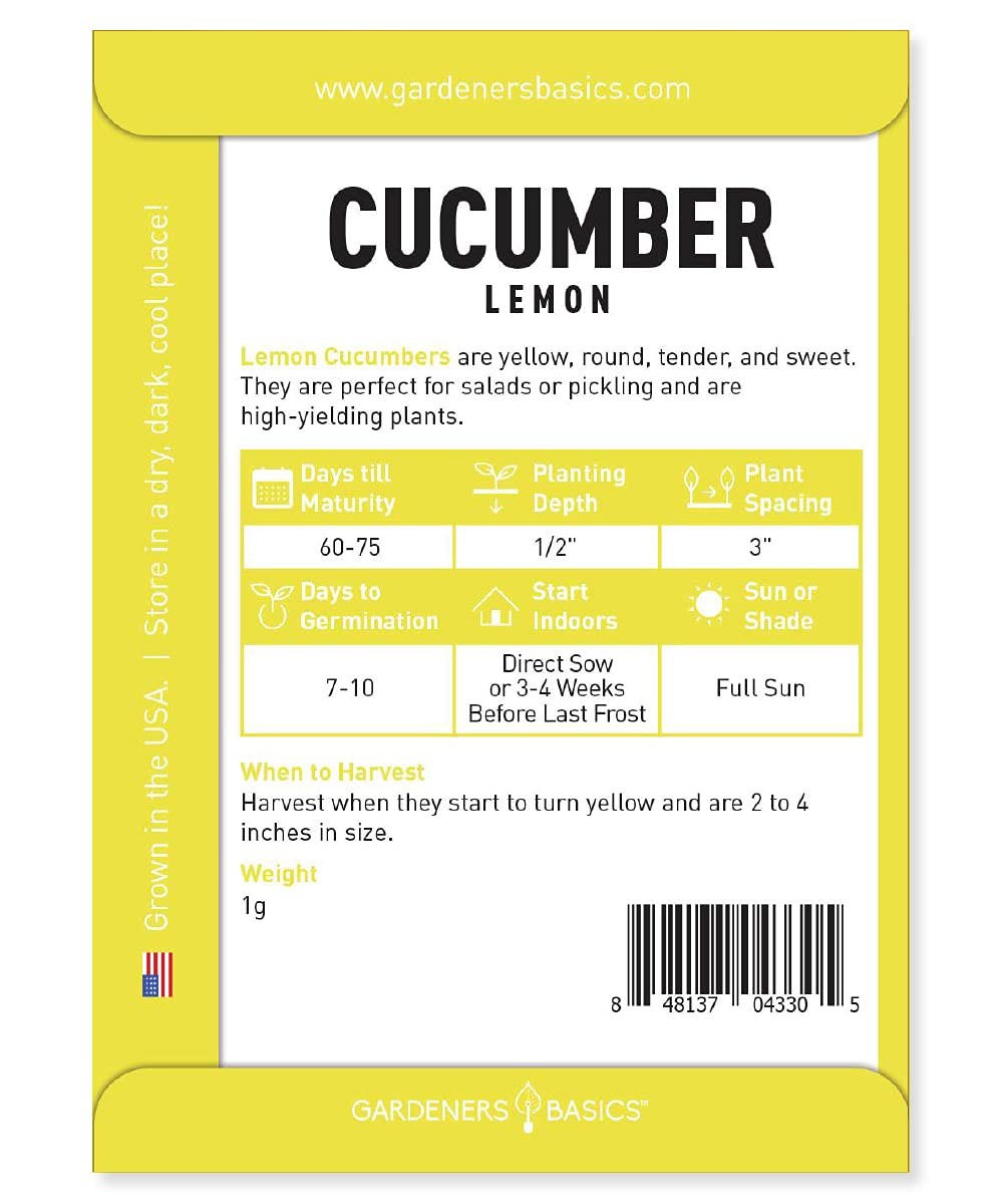 Lemon Cucumber Seeds for Planting (Cucumis sativus) Heirloom, Non-GMO Vegetab…