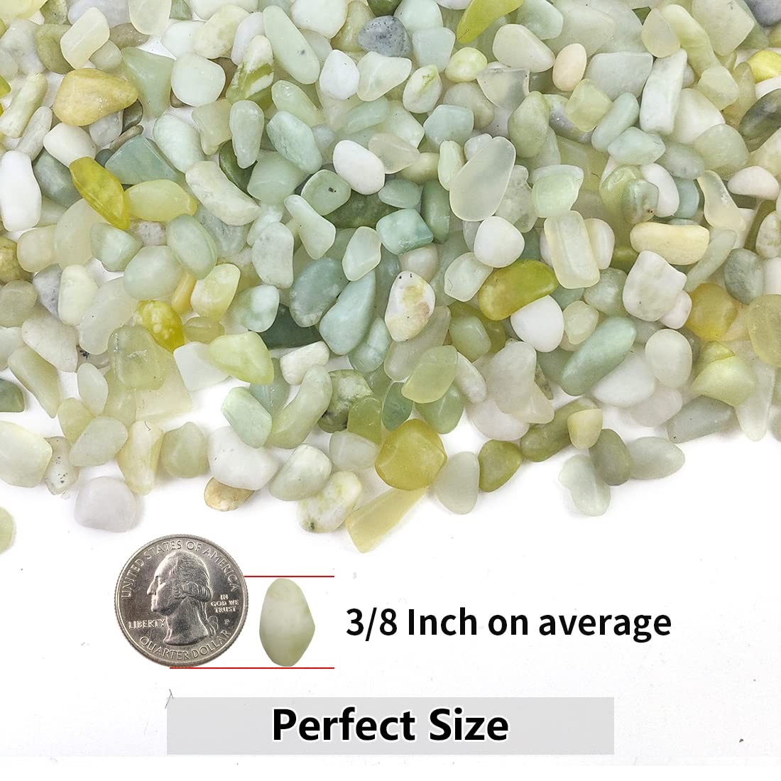 YISZM 2LB Succulent and Cactus Jade Pebbles, 3/8 Inch Natural 2 Pounds,