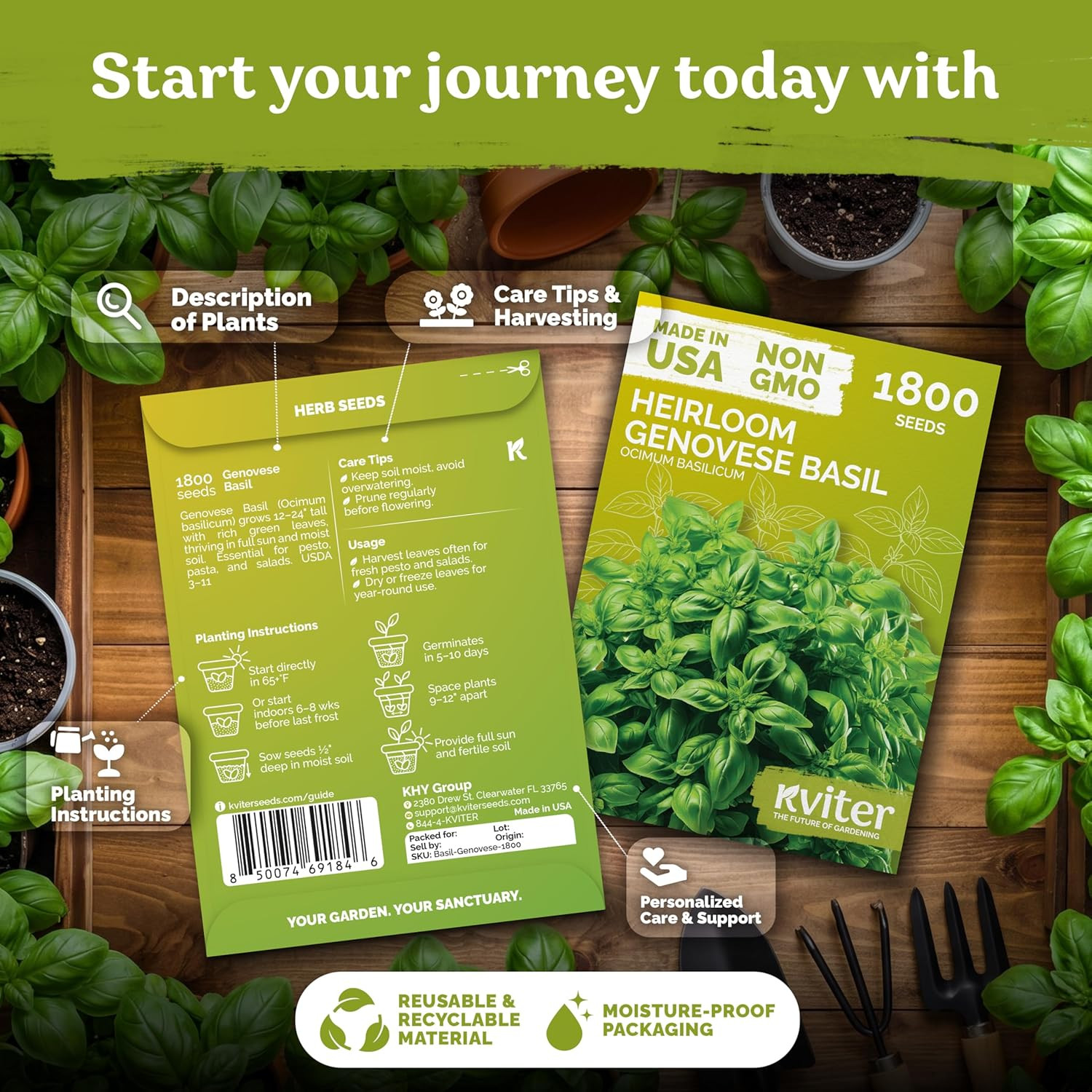 1800 Genovese Basil Seeds for Planting (Ocimum Basilicum) – Classic Savory Sweet