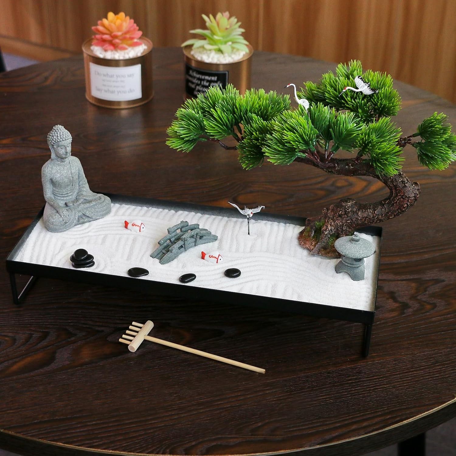 Japanese Zen Garden Decor Handmade Buddha Bonsai Tabletop Home Office Gift