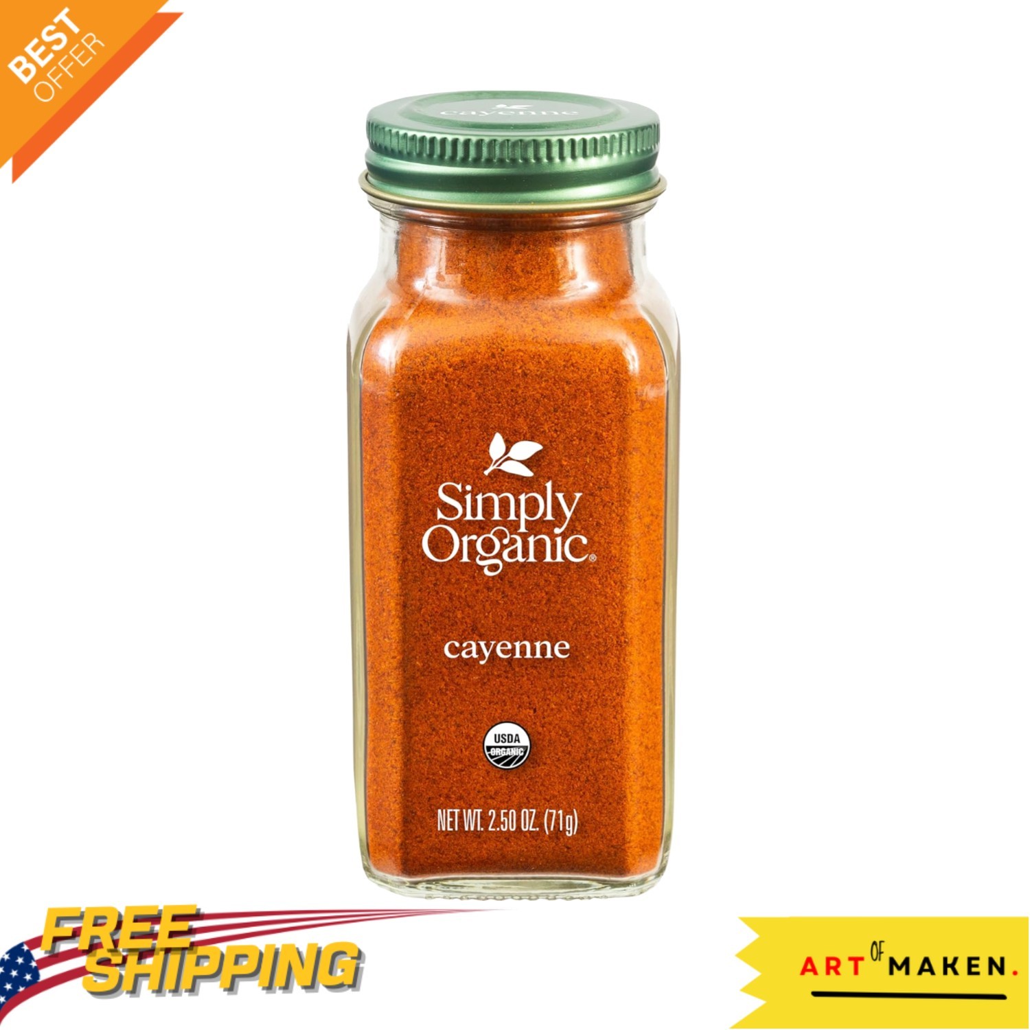 Organic Cayenne Pepper 2.89 Oz – Intense Heat & Pure Flavor, Kosher Certified