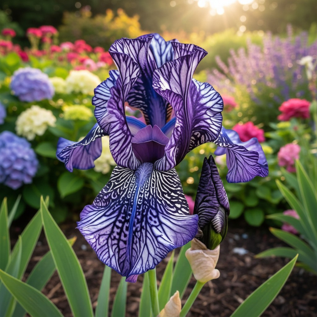 50 Bearded Iris Seeds – Rare Purple Patterned Garden Flowers