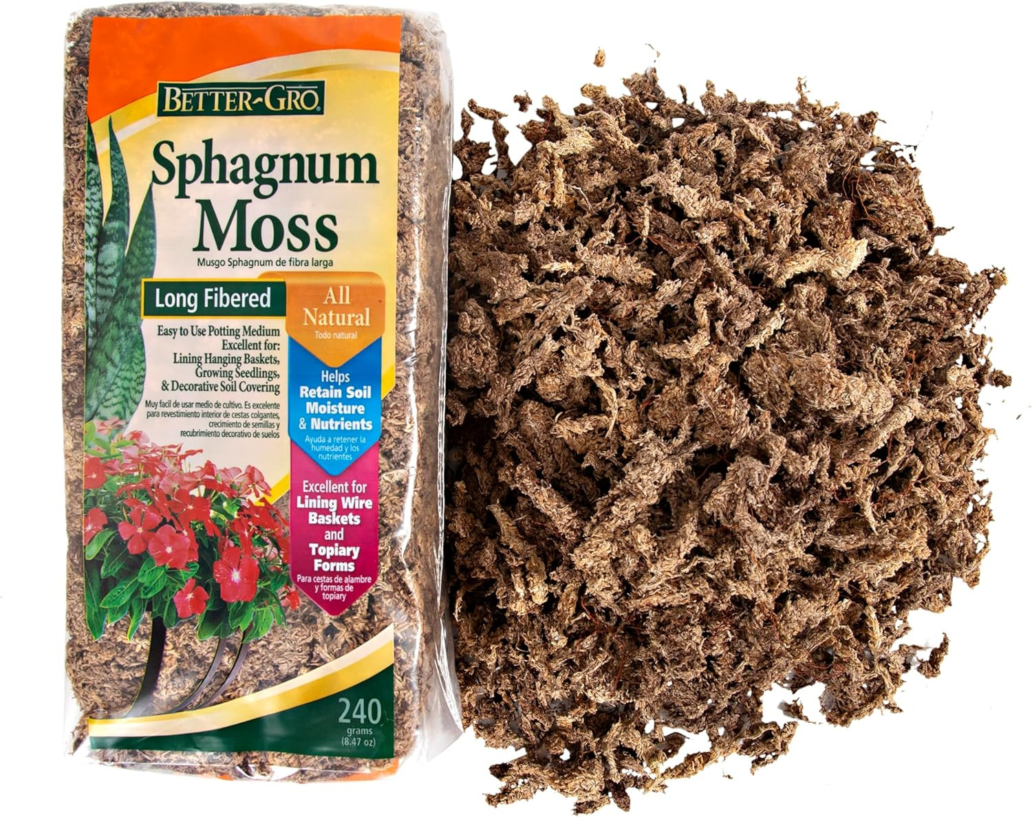 Sphagnum Moss – 100% Natural, Long-Fiber Moss for Orchids, Ferns, and Hostas, Ex