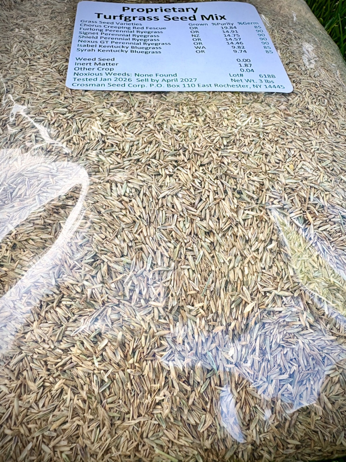 Grass Seed Mix of Perennial Ryegrass, Kentucky Bluegrass, Fine Fescue 3 lb