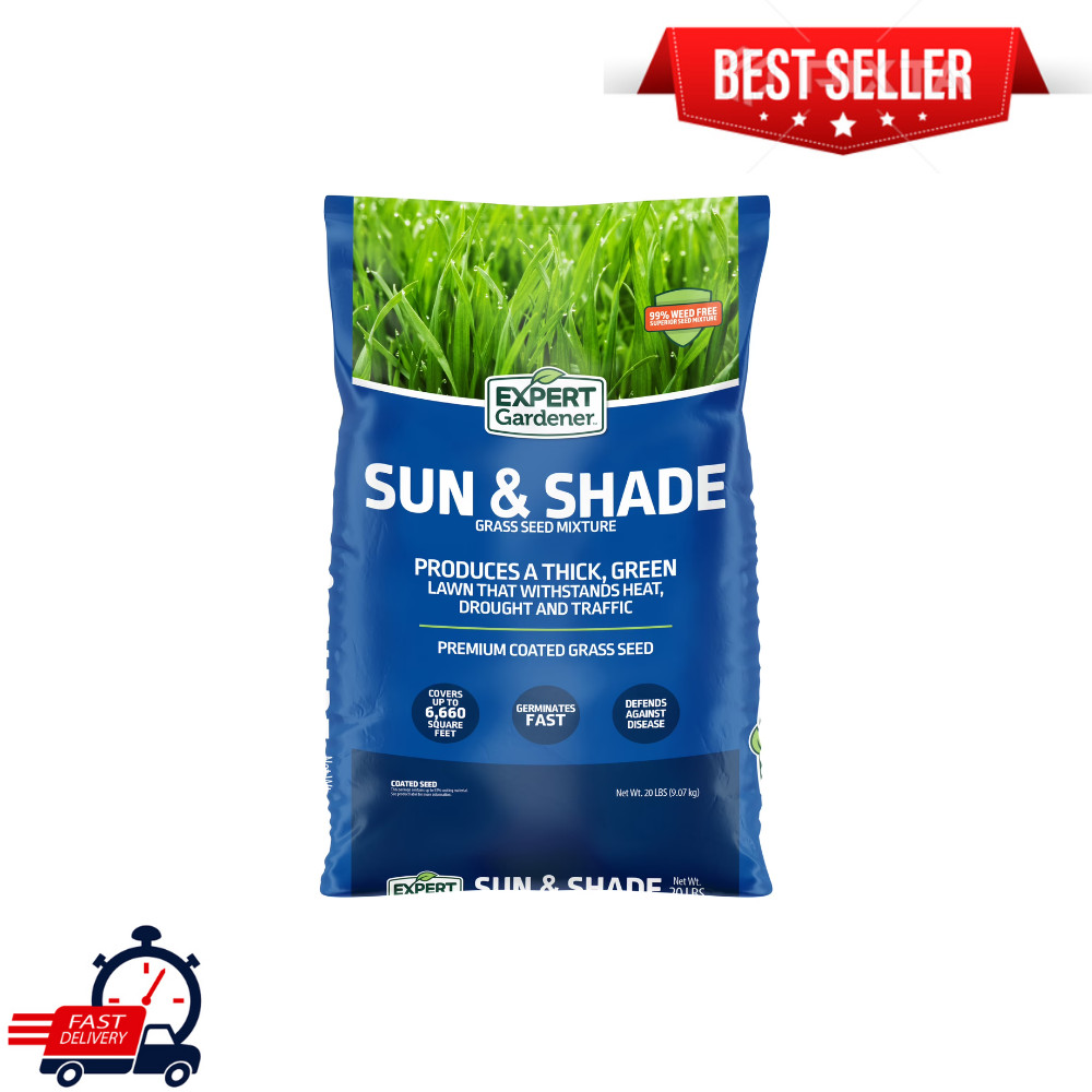 Expert Gardener Northern Sun & Shade Grass Seed Mix, 20 lb Bag, Fast Growth, New