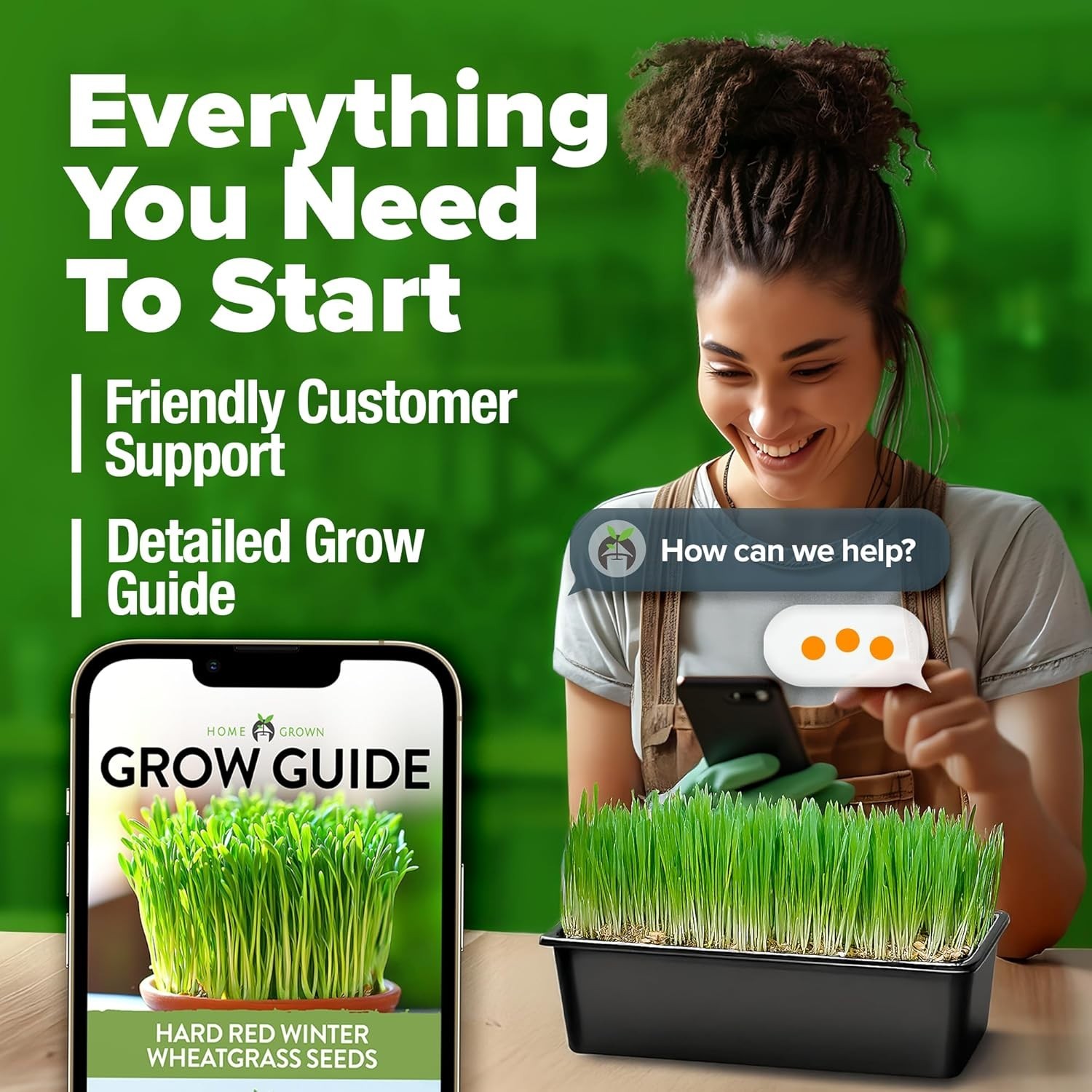 Wheatgrass Seeds Bulk 1.5 lb 12000+ Hard Red Sprouting seed kit