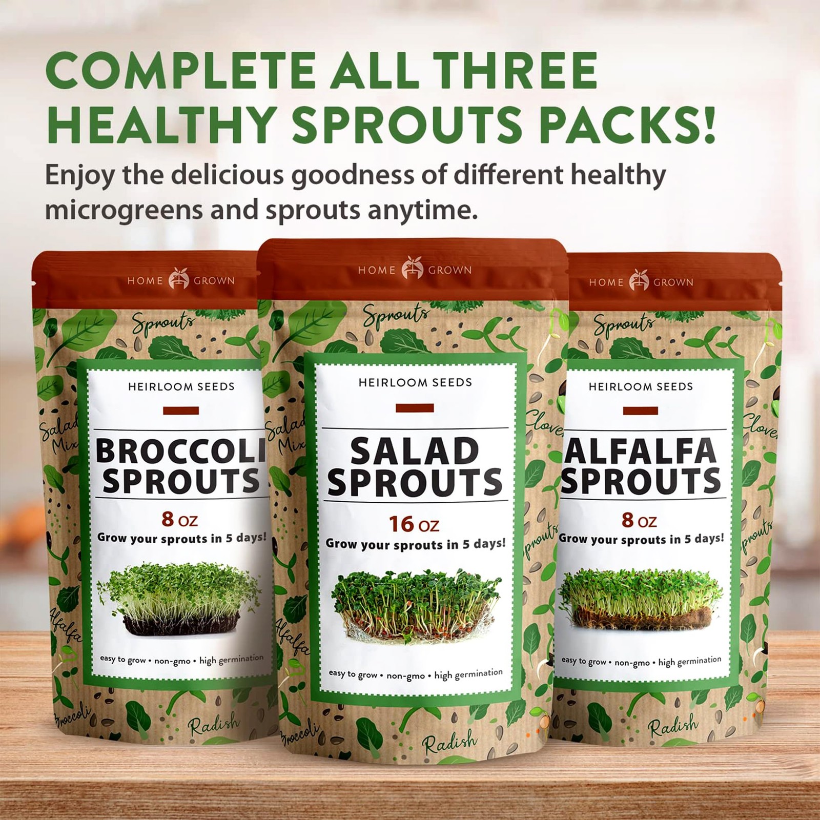 Non GMO Alfalfa Sprout Seeds 16oz Bulk Pack with Thousands of Seeds Alfalfa f…