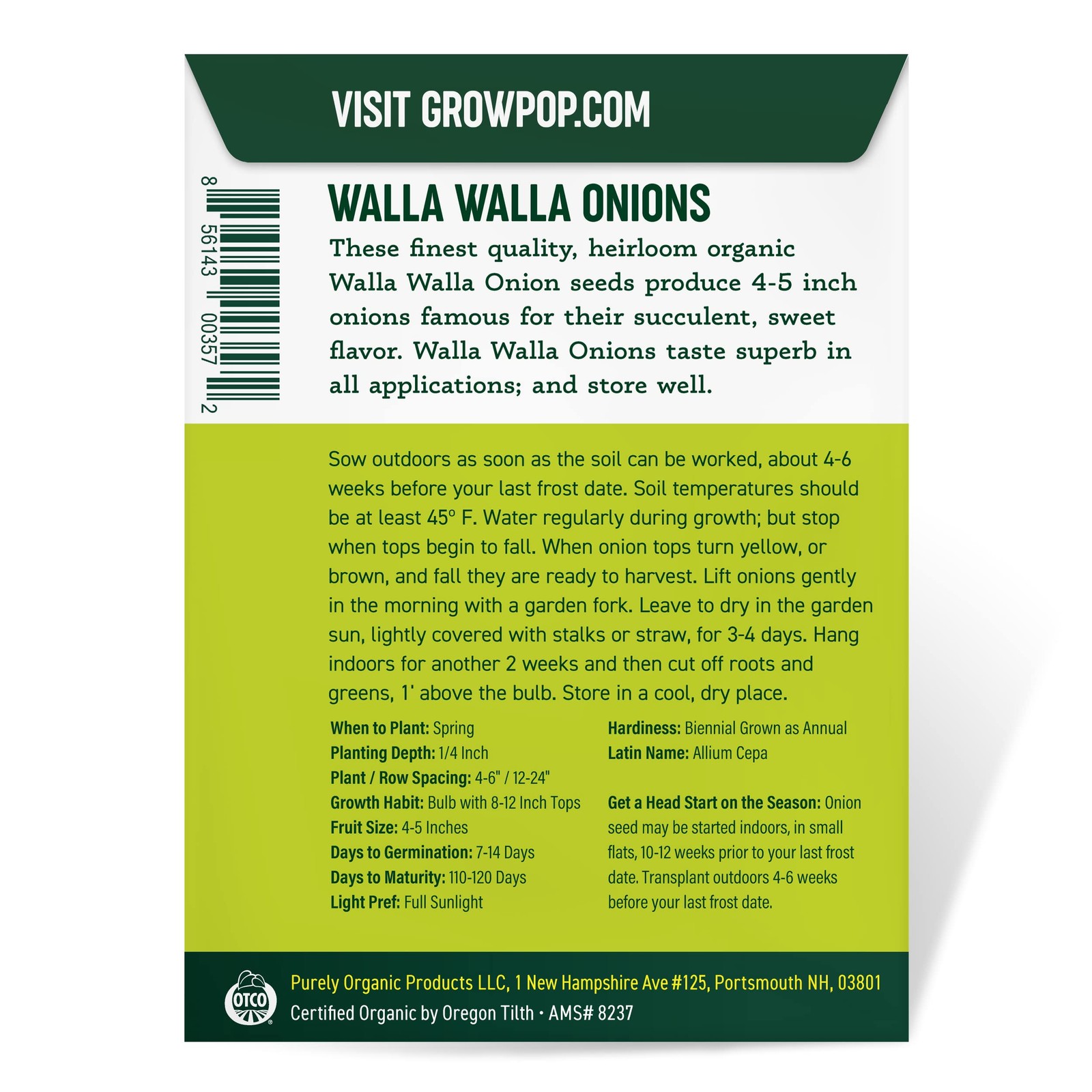 Organic Onion Seeds (Walla Walla) – Approx approx 250 seeds, White, Yellow