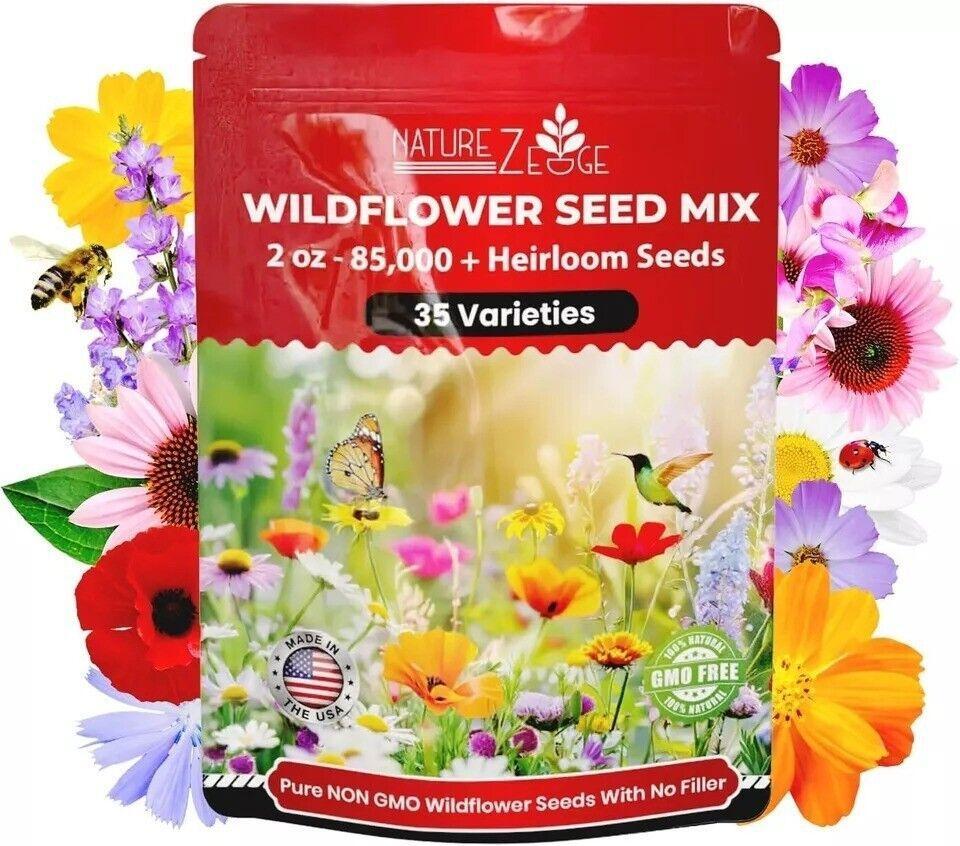 85,000 Wildflower Seeds, 35 Varietiey Wild Flowers Bulk Flower Seeds, Mix of An,