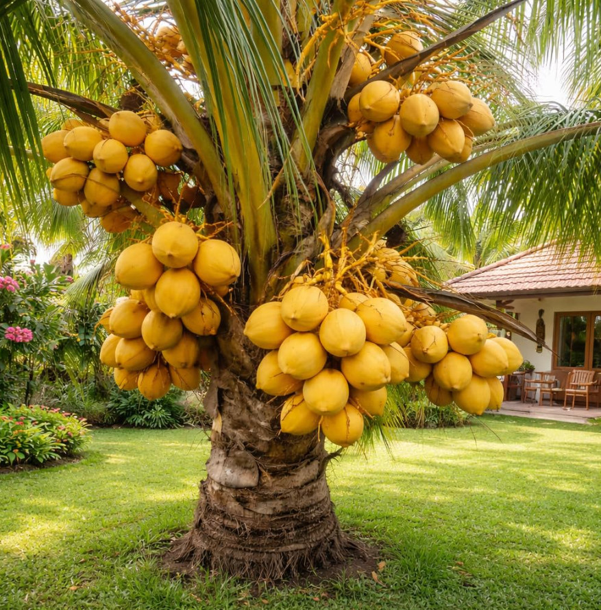 Dwarf Yellow Malayan Coconut Seed – Live Tropical Palm Seed – No Ship to CA