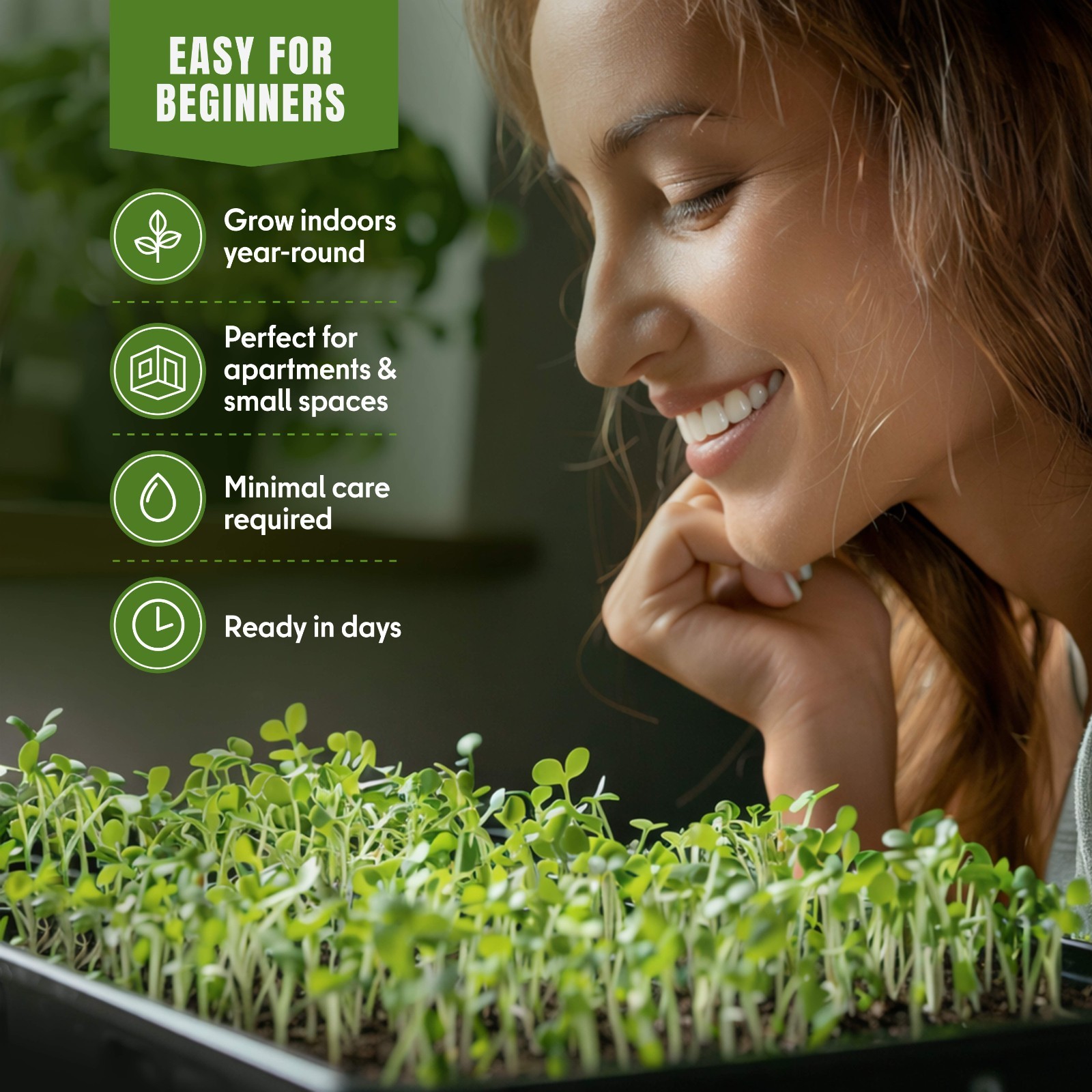 Microgreens Sprouting Seeds Mix, 5 Varieties, Non-GMO Heirloom, 5050+ Seeds