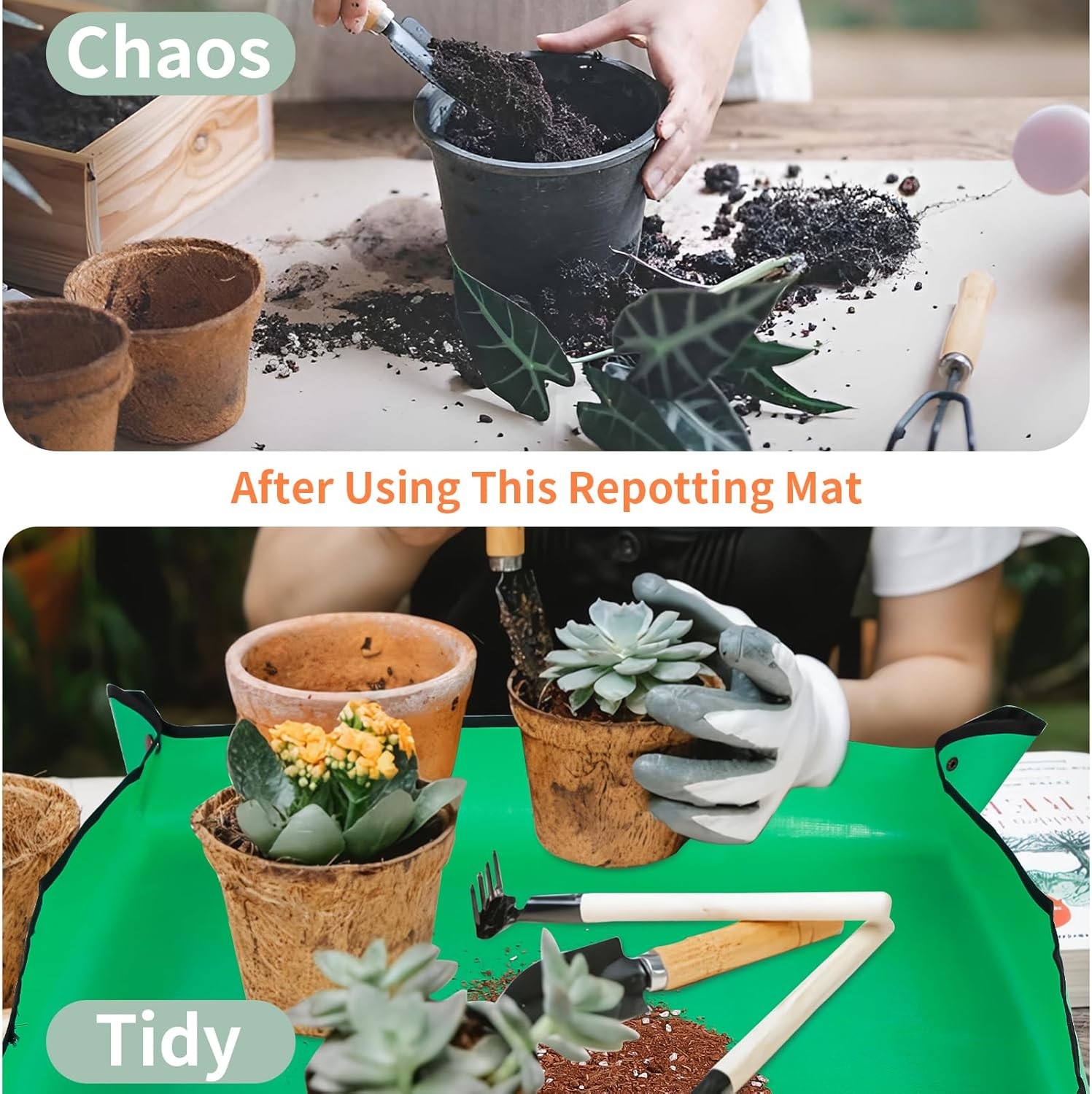 26.8″x26.8″Repotting Mat for Potting Soil Indoor Small 26.8 X26.8, Green