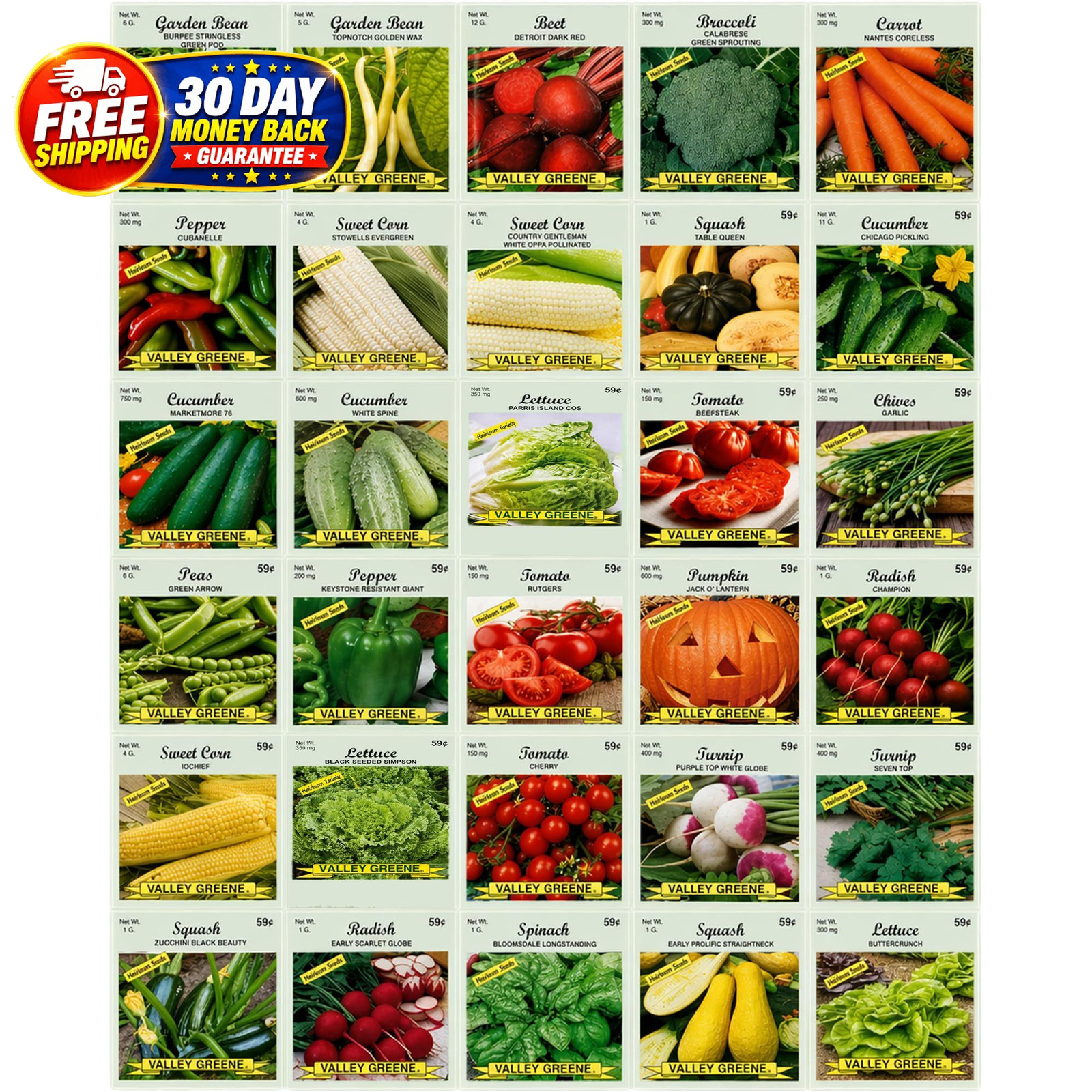 30 Packs of Deluxe Heirloom 30 different varieties, Brown