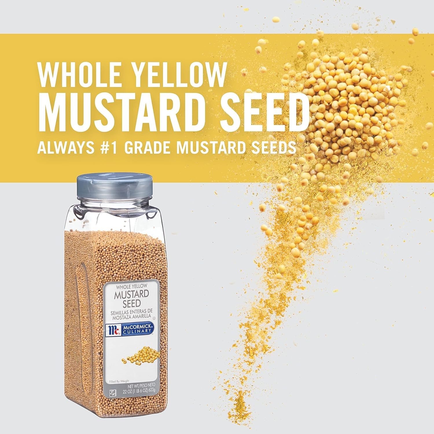 22 oz Yellow Mustard Seeds – Versatile Spice for Chefs and Home Cooks