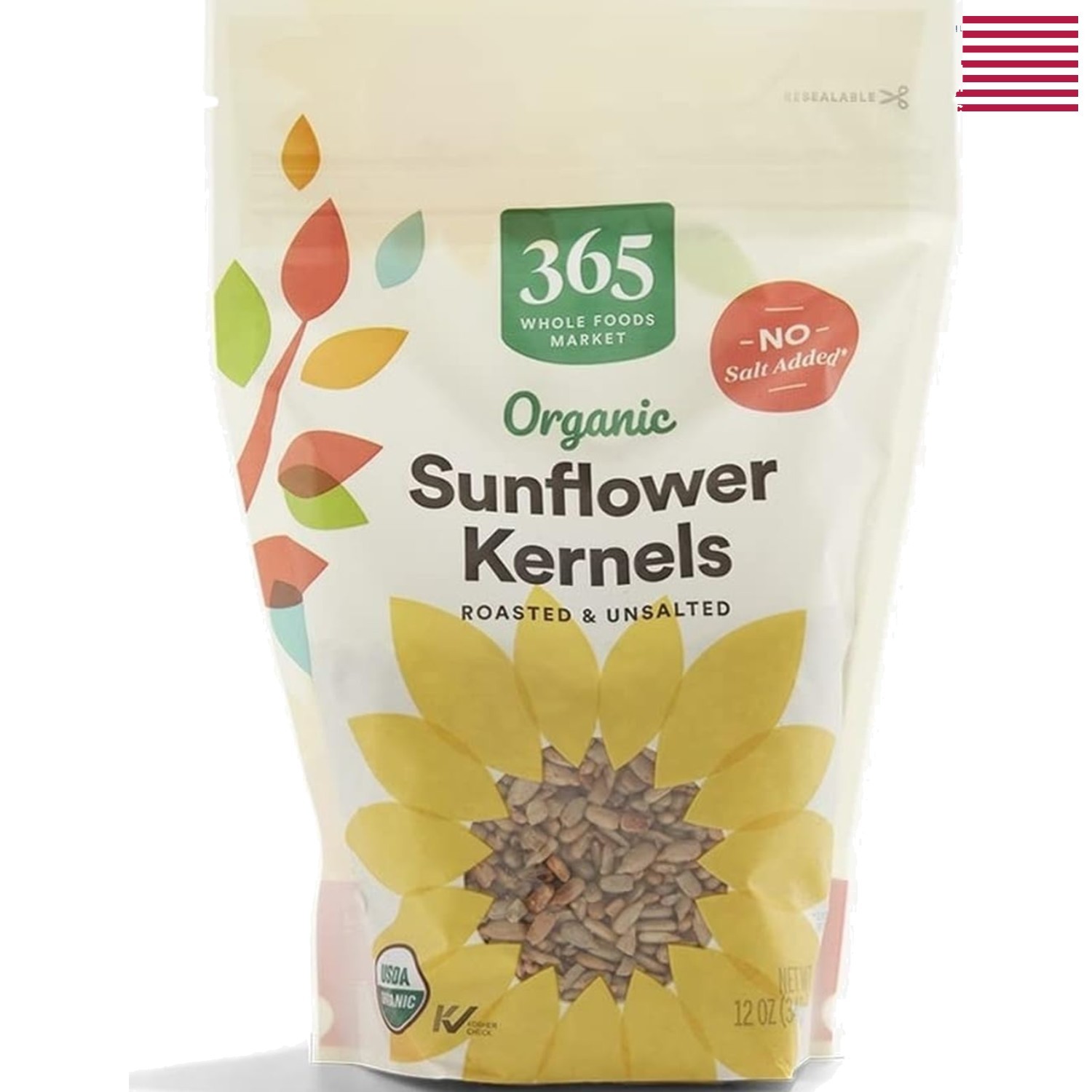 12oz Organic Sunflower Kernels – Roasted, Resealable, Perfect for Baking