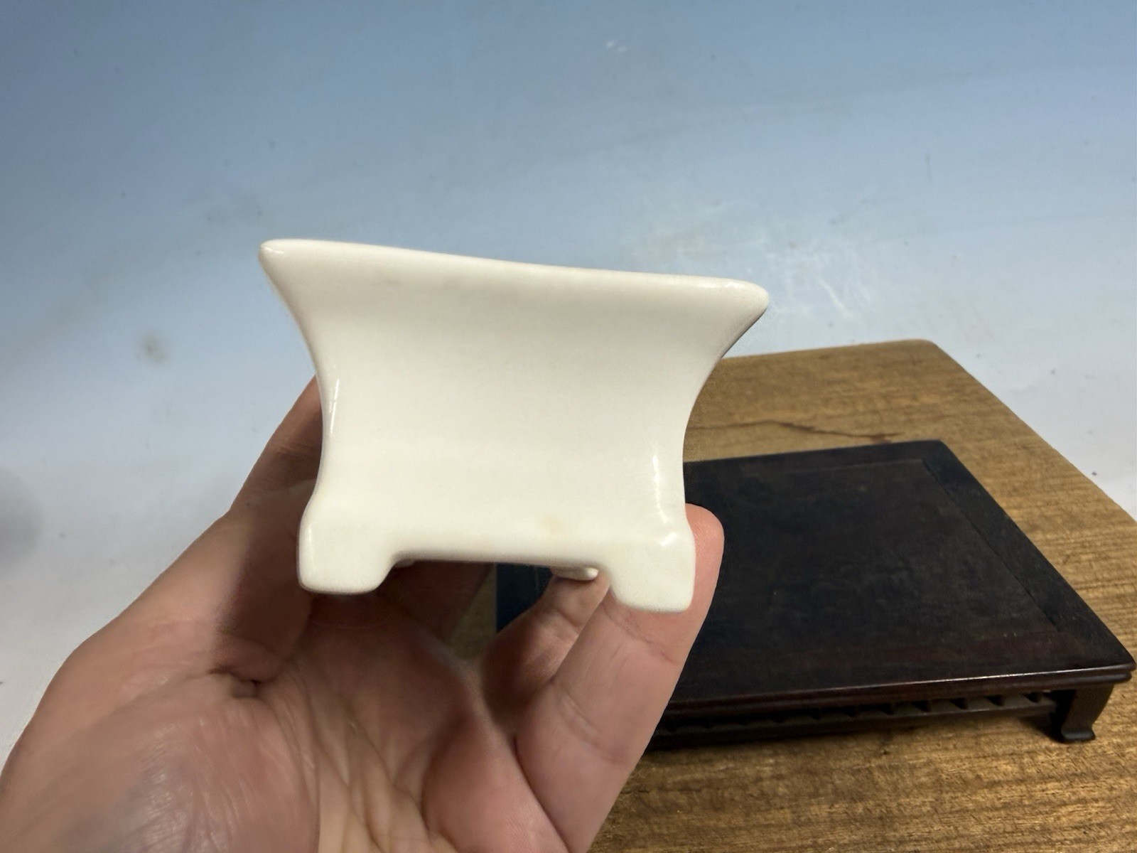Japanese Unknown Maker Shohin Bonsai Tree Pot 4” White Porcelain