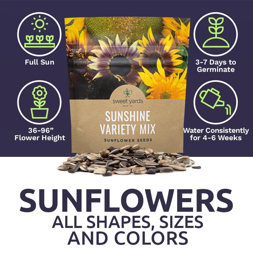 Sunflower Variety Mix 10 Types Bulk 1 Ounce Packet Open Pollinated Seeds