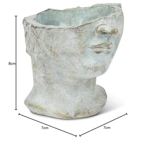Abbott Collection Athens Half Male Face Planter – Cement, Grey (7″ H)