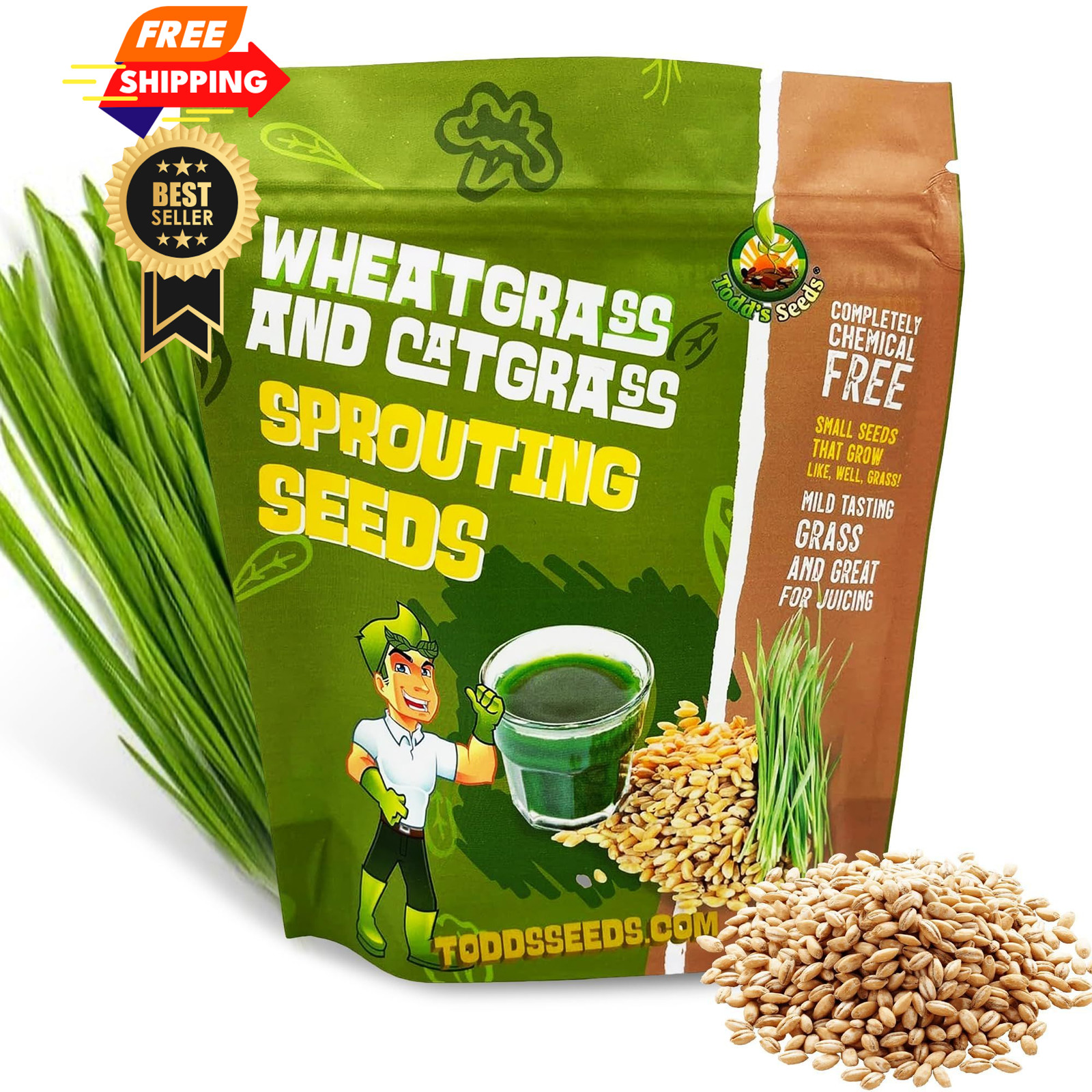 Todd’s Seeds Wheatgrass Seeds; Hard Red Winter Wheat, Non-GMO, 1/2 Pound,