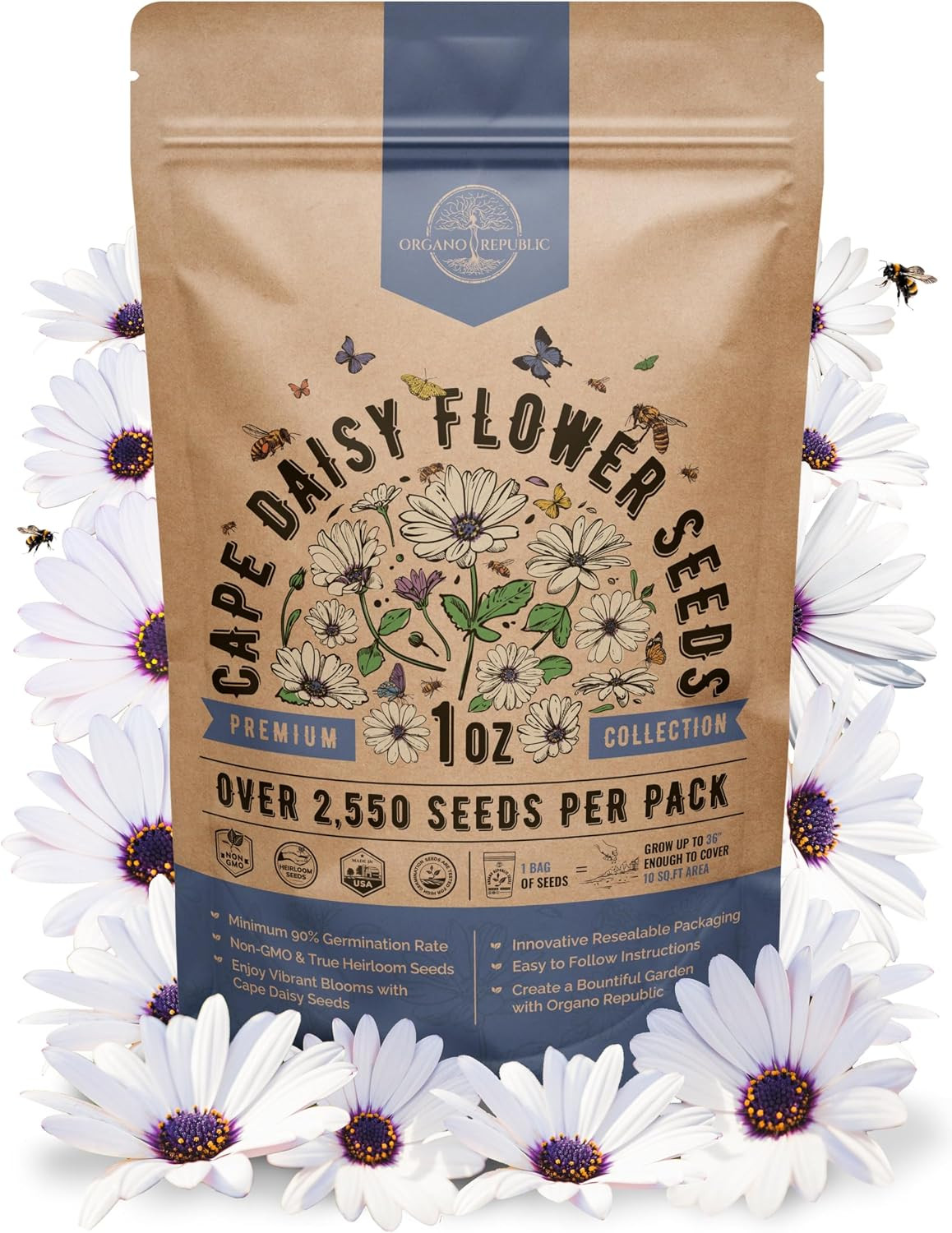 Cosmos Flower Seeds Pack 1 Oz – 4,500 Non-Gmo Heirloom Annual Seeds for Planting