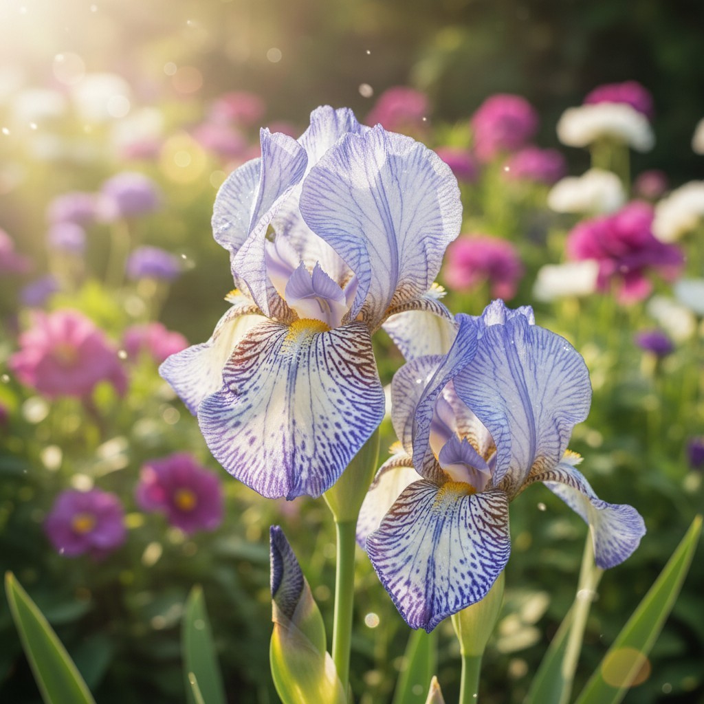 45 Blue Porcelain Bearded Iris Seeds – White & Blue Spotted Petals