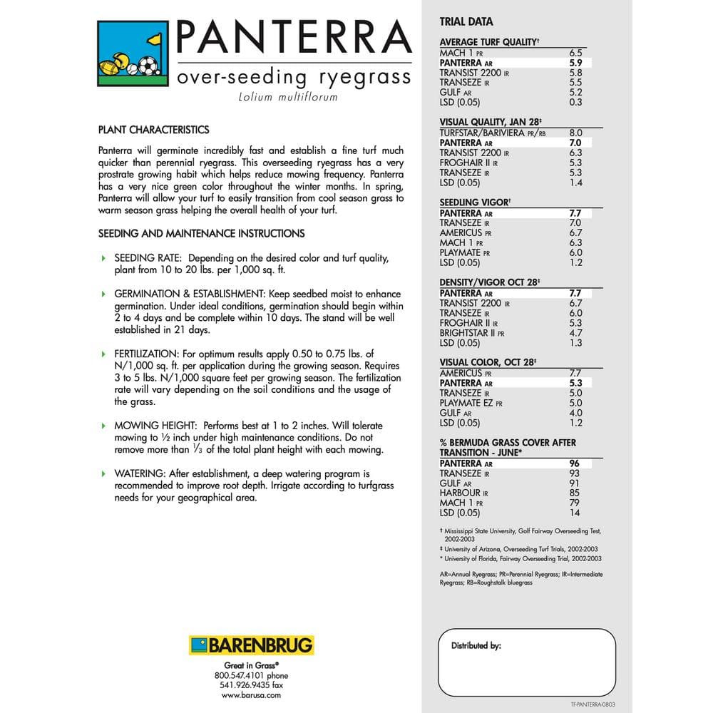 50 Lb. Pantera V Overseeding Rye Grass Seed