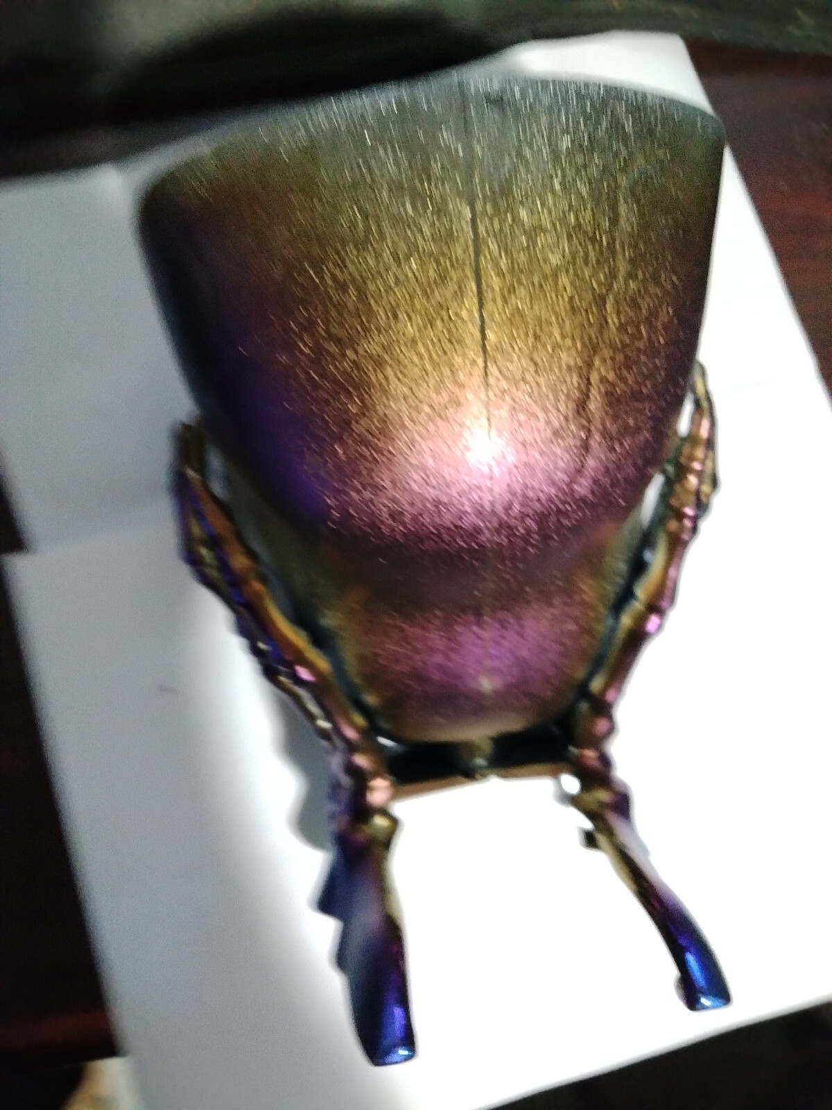 SKULL PLANTER PURPLE, GOLD, BLUE, GREEN, YELLOW HUED PRISM. 6X6X7 APPROX- NEW #1