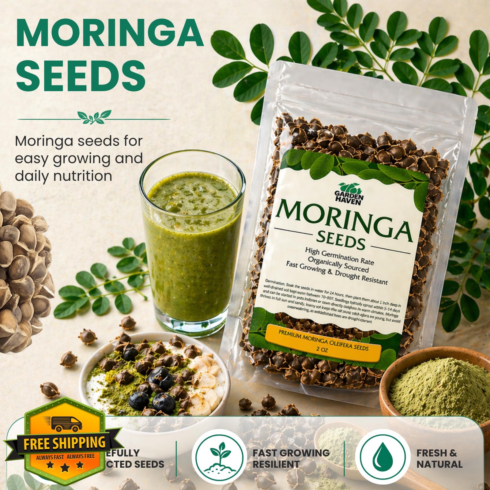 Garden Haven 2 oz moringa seeds 3 pack