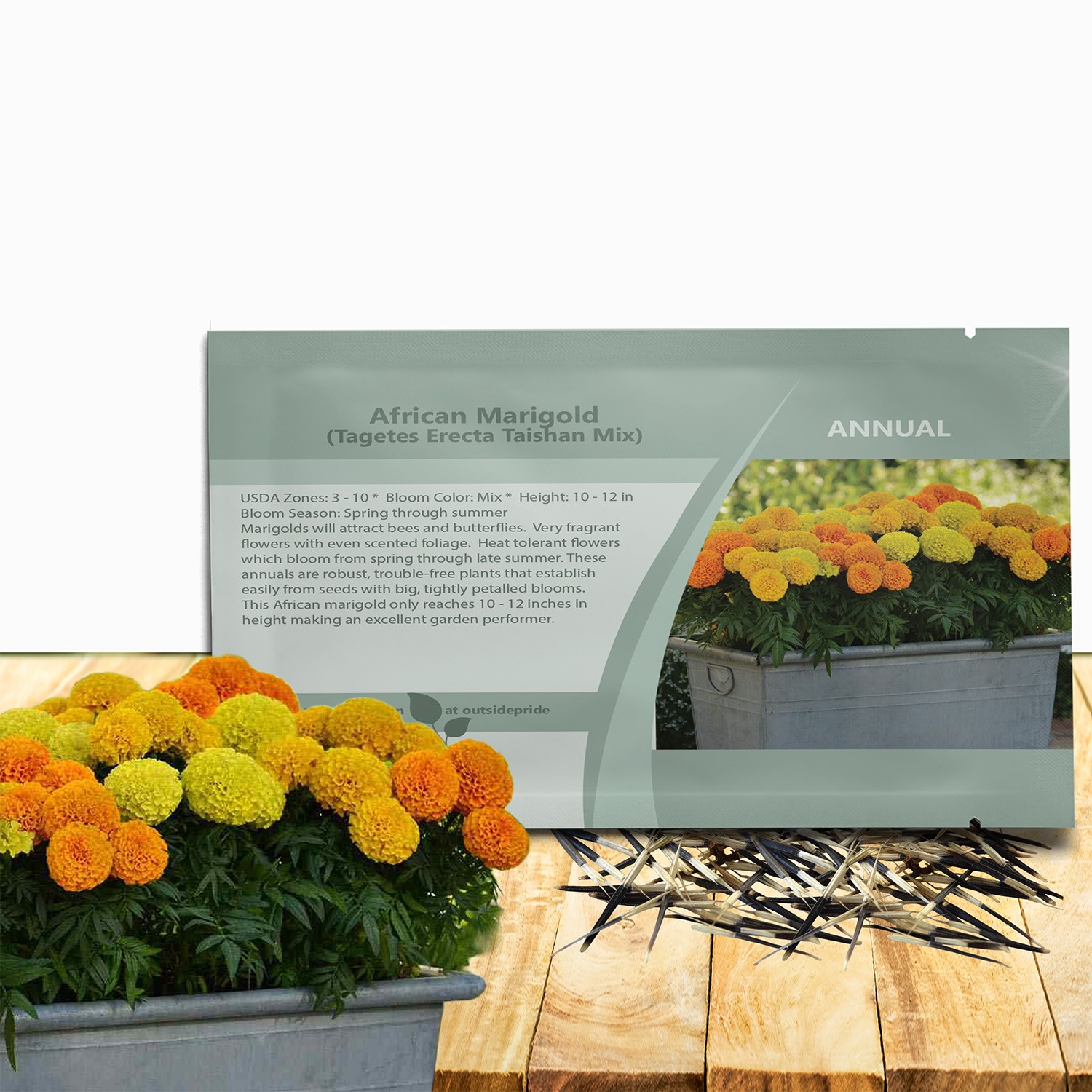 50 Seeds Tagetes Erecta African Marigold Taishan Flower Seed Mix