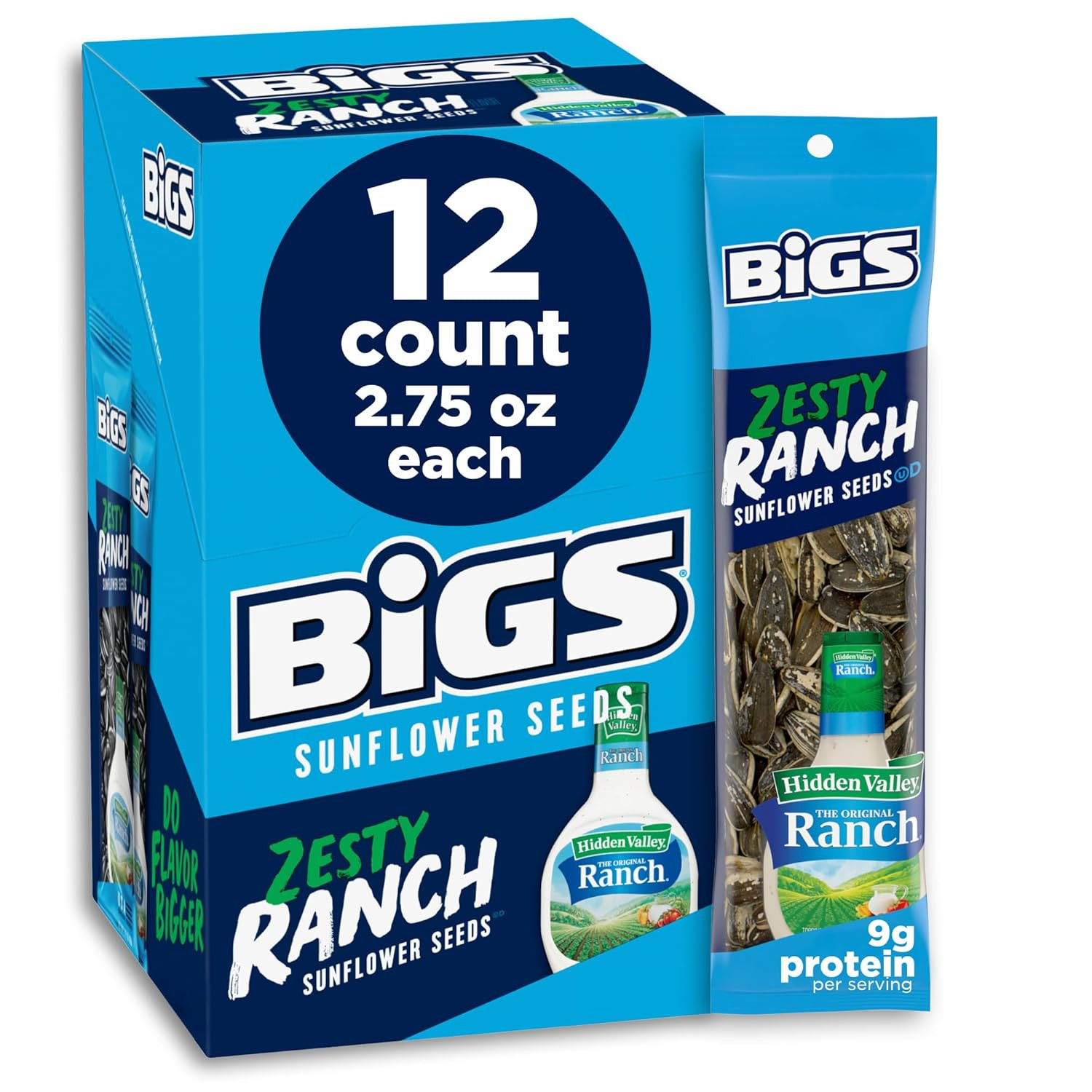 Sunflower Seeds, Hidden Valley Zesty Ranch Flavor, 2.75 Oz. (Pack of 12)