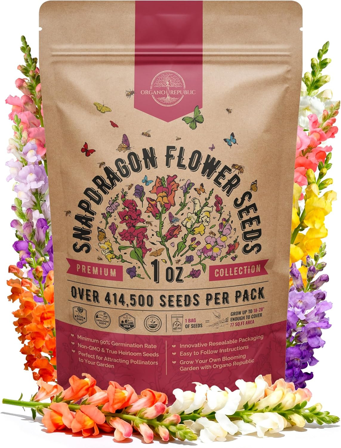 Cosmos Flower Seeds Pack 1 Oz – 4,500 Non-Gmo Heirloom Annual Seeds for Planting