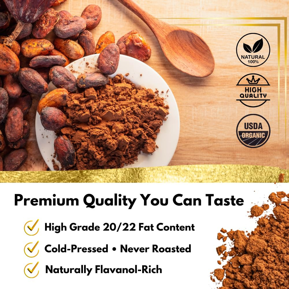 Lion’S Mane Mushroom Cacao | Premium Pure Raw Organic Cacao Powder | Natural Cho
