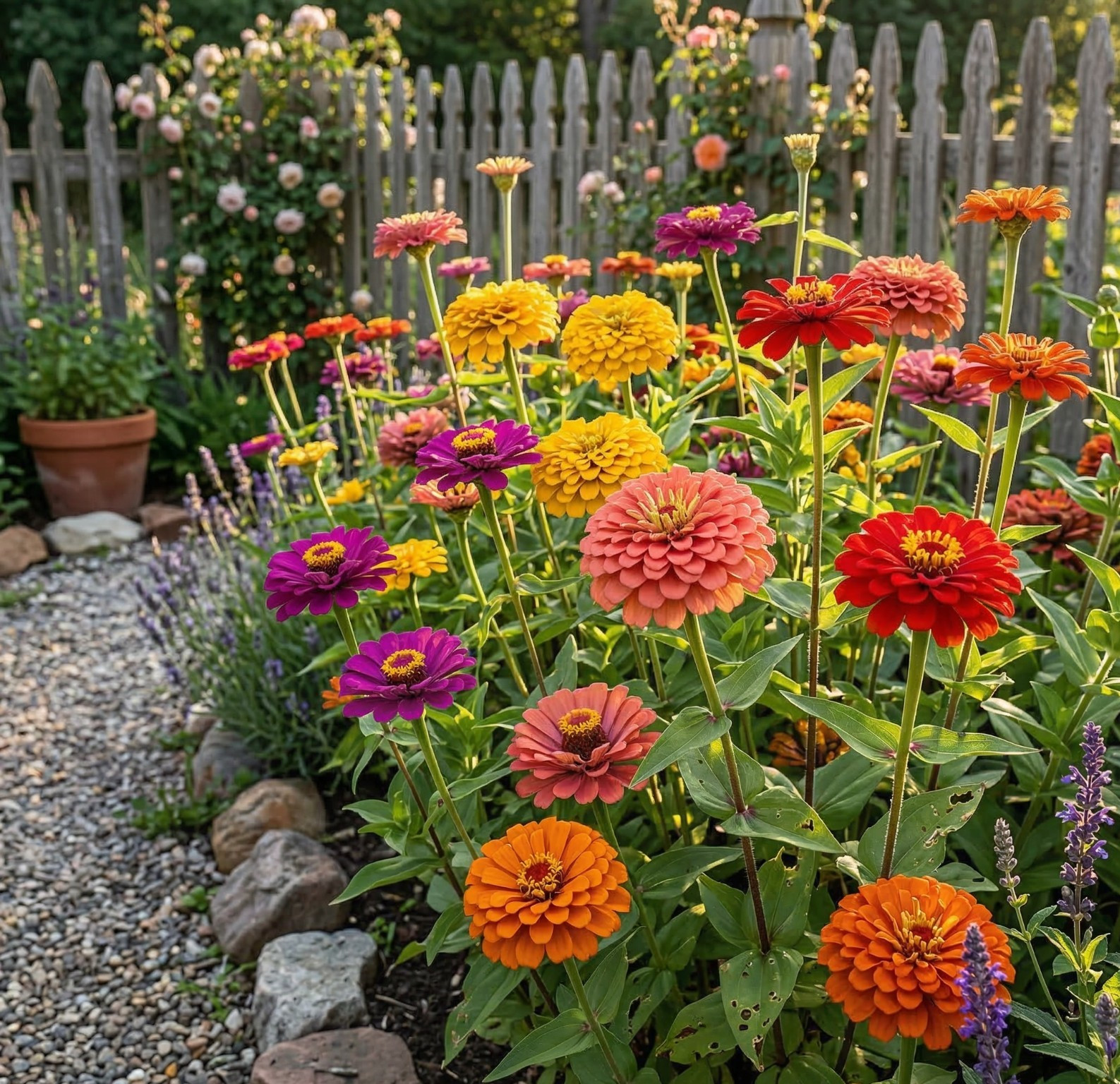 Zinnia SUNSET Garden Mix Coral Orange Scarlet Purple Gold Cut Flower 150 Seeds!