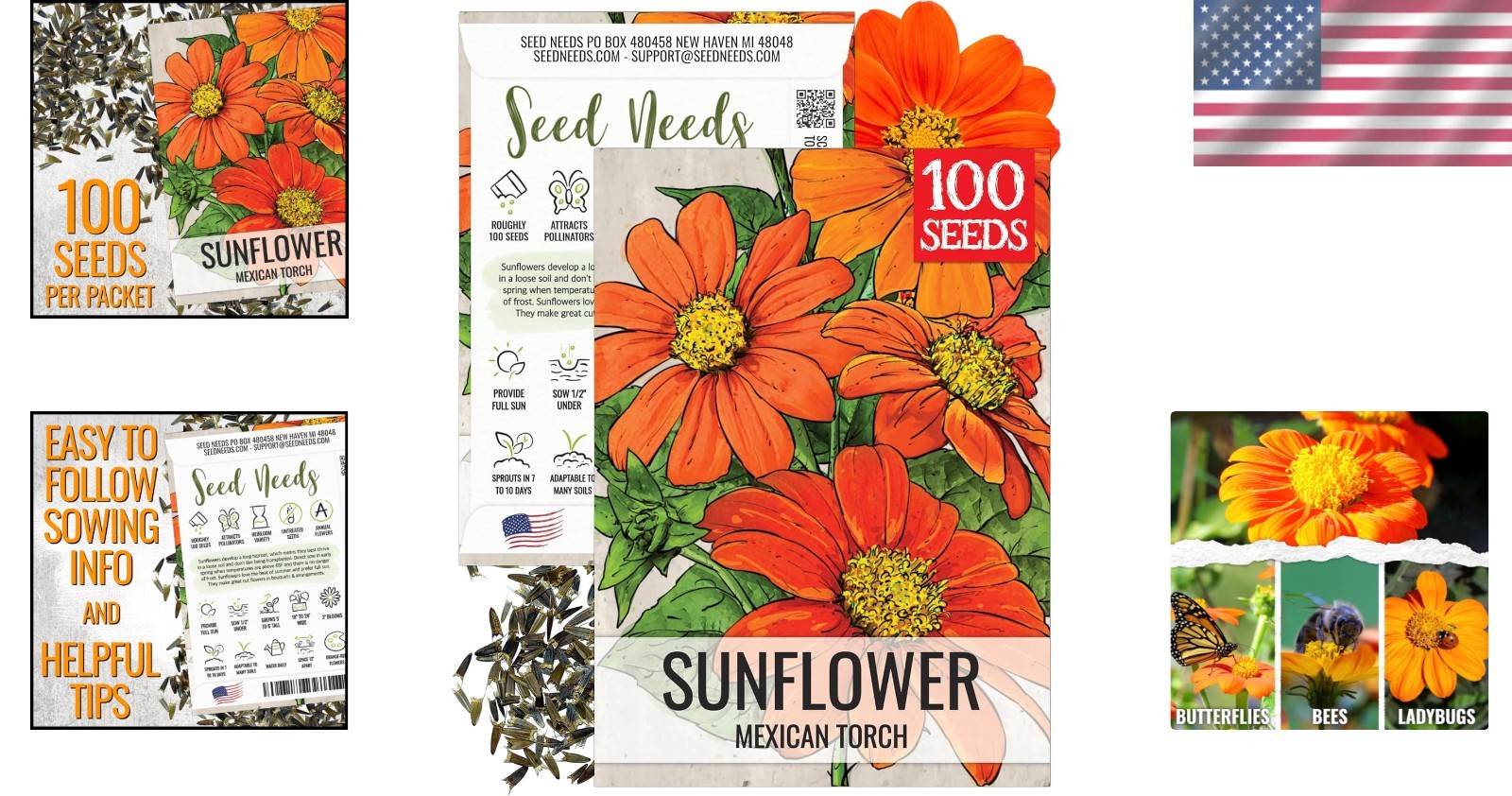 Tithonia Flower Seeds – Mexican Sunflowers, 1 Pack for Vibrant Summer Blooms