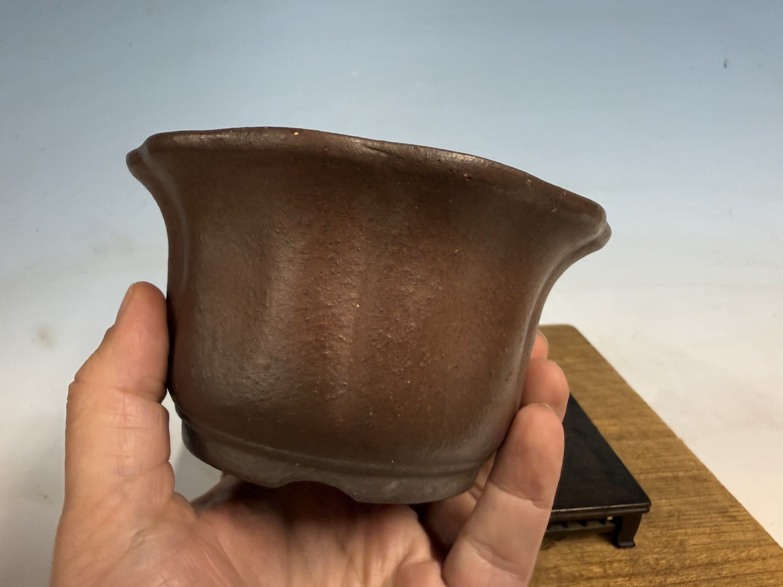 Unglazed Bonsai Tree Tokoname Pot Yamaaki Kiln 5 1/4 By 3” Shohin Semi Cascade