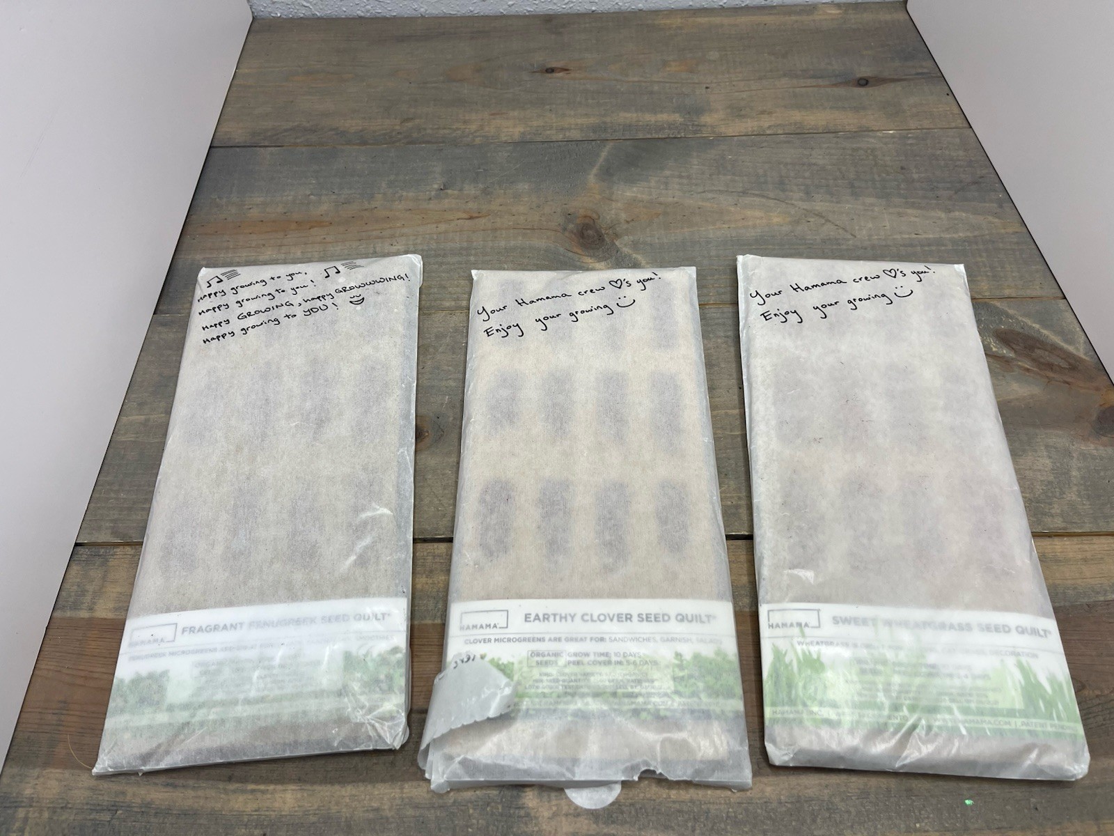 Hamama Refreshing Seed Quilt lot of 3 Fenugreek Sweet Wheatgrass Earthy Clover