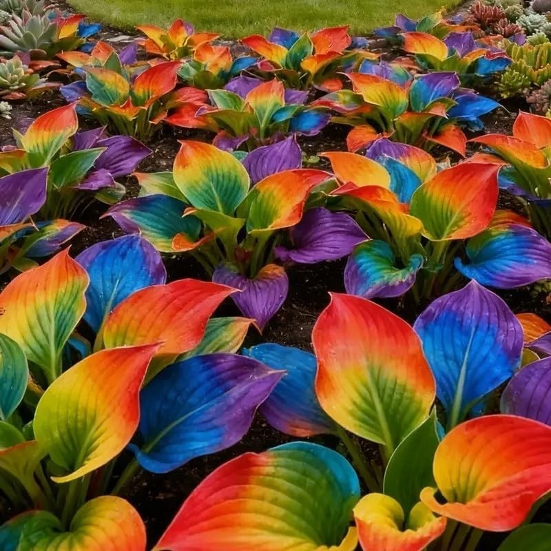 100PCS Rainbow Hosta Seeds – Colorful Perennial Shade Loving Foliage Plant Seeds