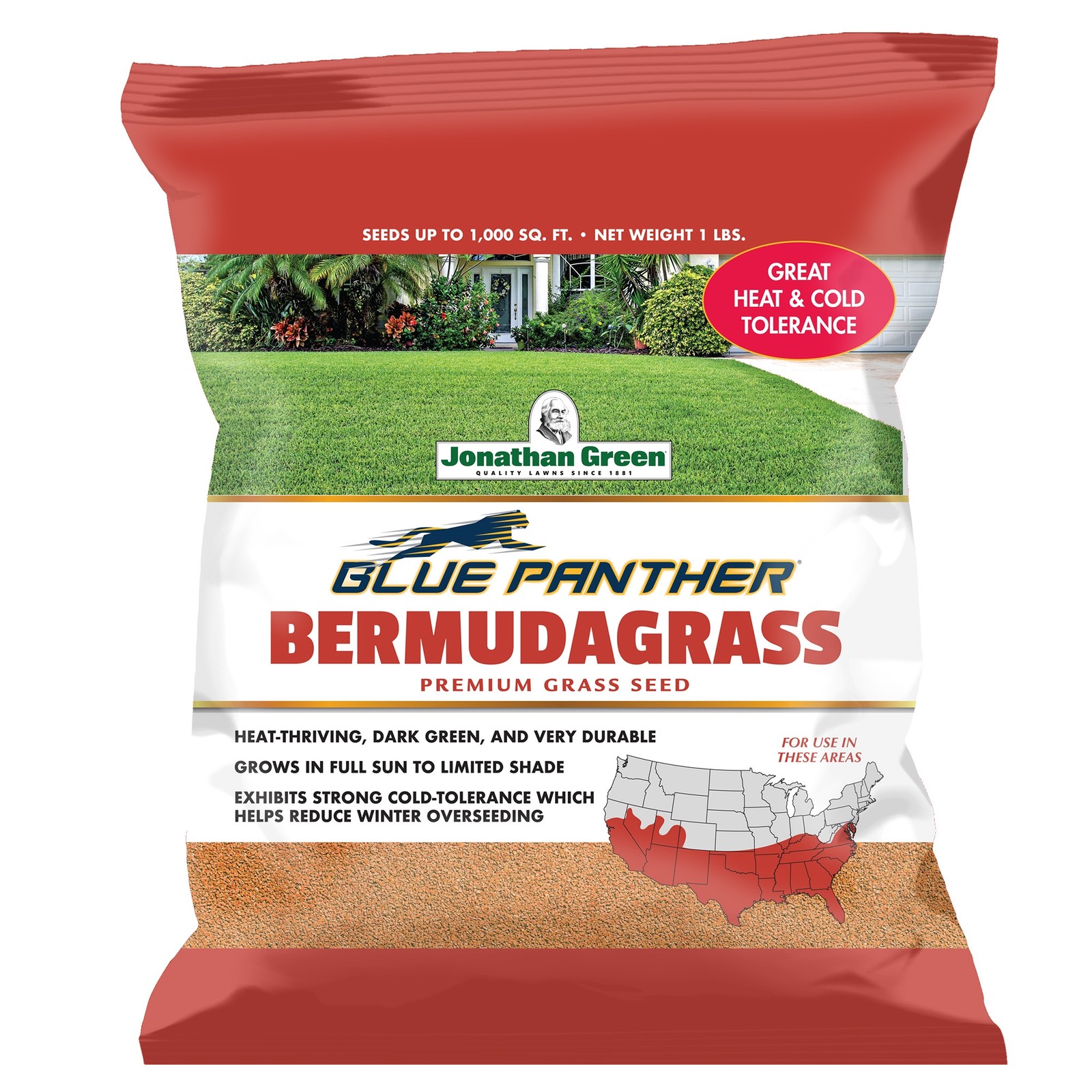 Jonathan Green Blue Panther Bermudagrass Grass Seed, 1lb (1,000 sq ft Coverage)