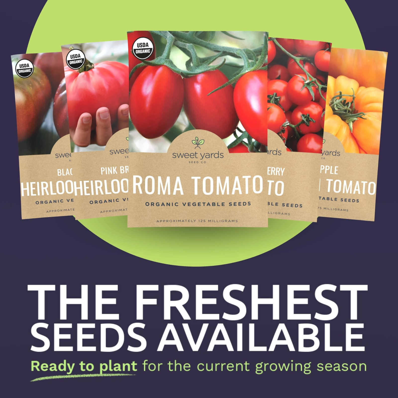 Organic Tomato Seeds Variety Pack – 5 Individual 5 Varieties – Essential
