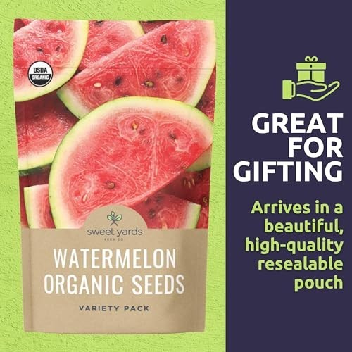 Organic Watermelon Seeds Variety Pack – 6 Non-GMO Packs for Indoor/Outdoor Plant
