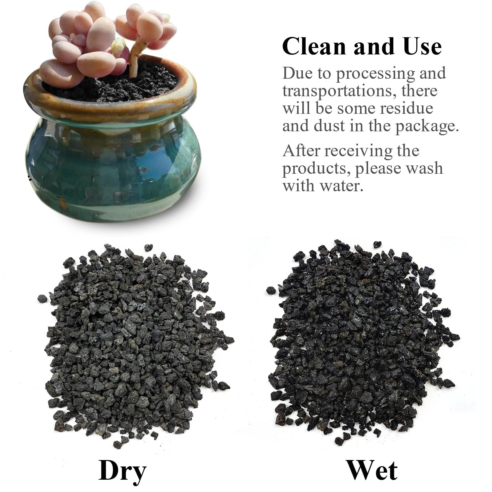 FANTIAN 2 lbs Small Black Lava Rocks for Plants,1/4 Inch