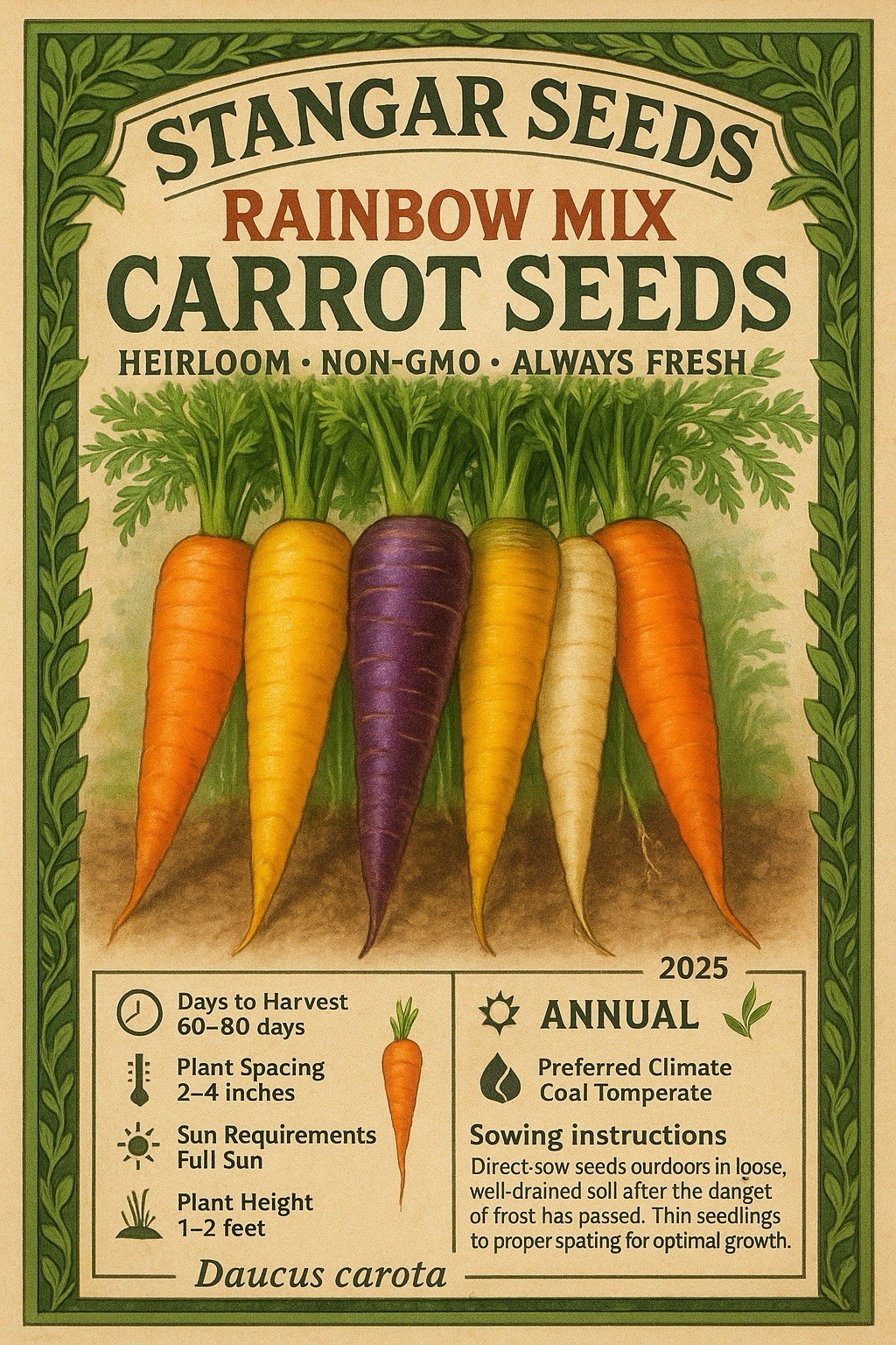 Rainbow Carrot Blend Mix, Seeds, Colorful, NON-GMO, Beta Carotene, Vitamin A