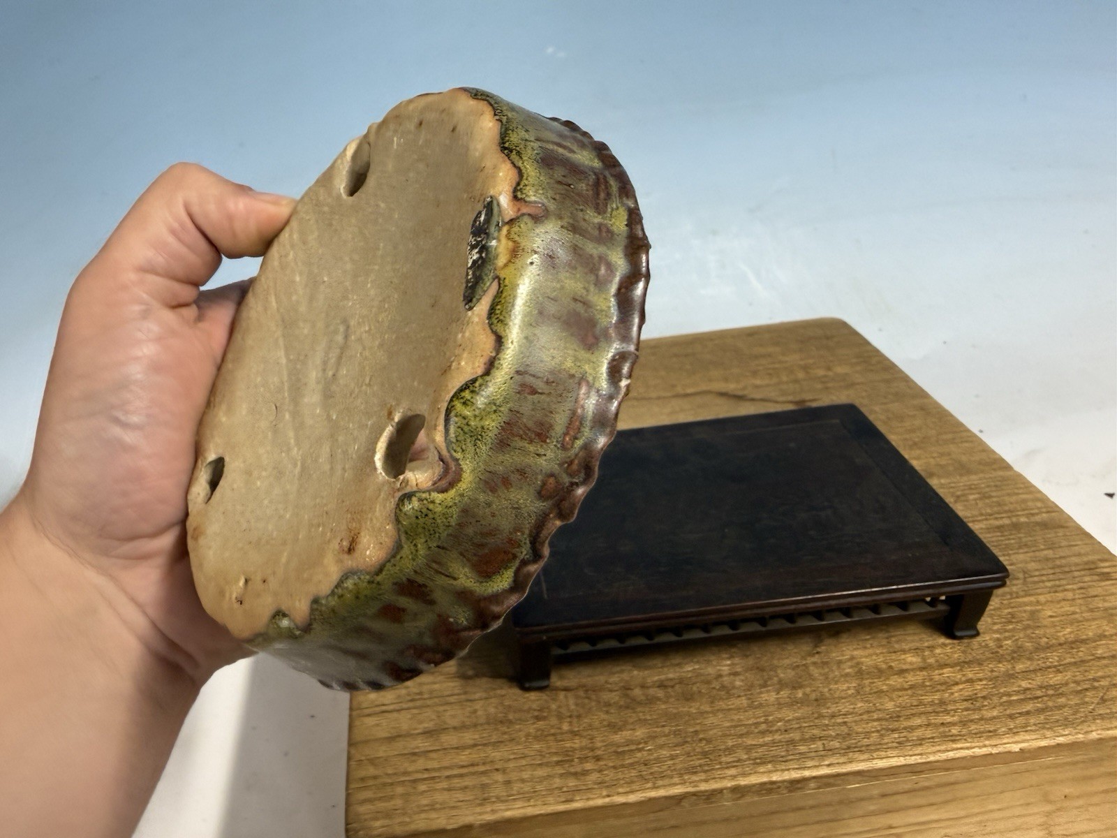 Japanese Unknown Maker Shohin Bonsai Tree Pot 5 1/4 By 1 1/8” Unique Glazed!