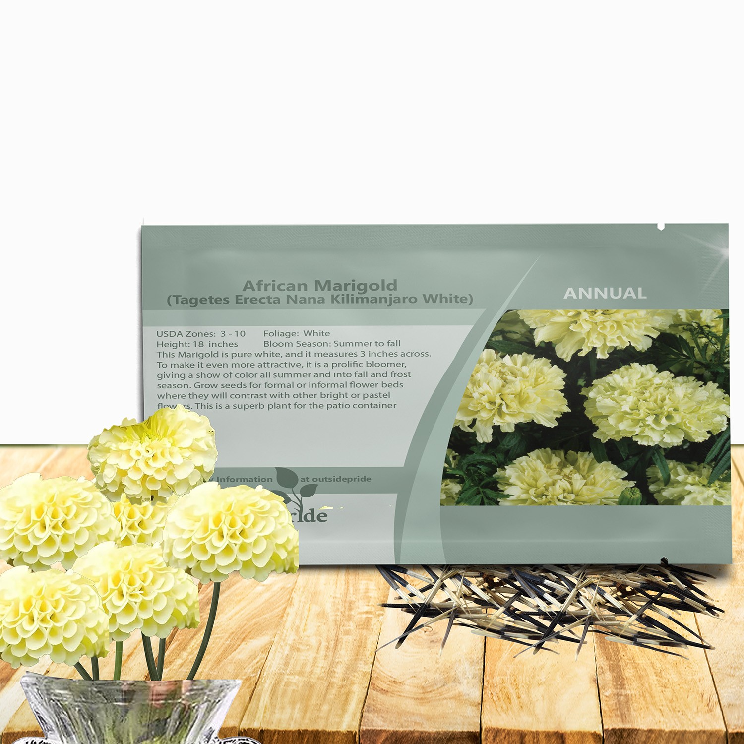 500 Seeds Marigold Seeds – Tagetes Erecta Kilimanjaro Flower Seed