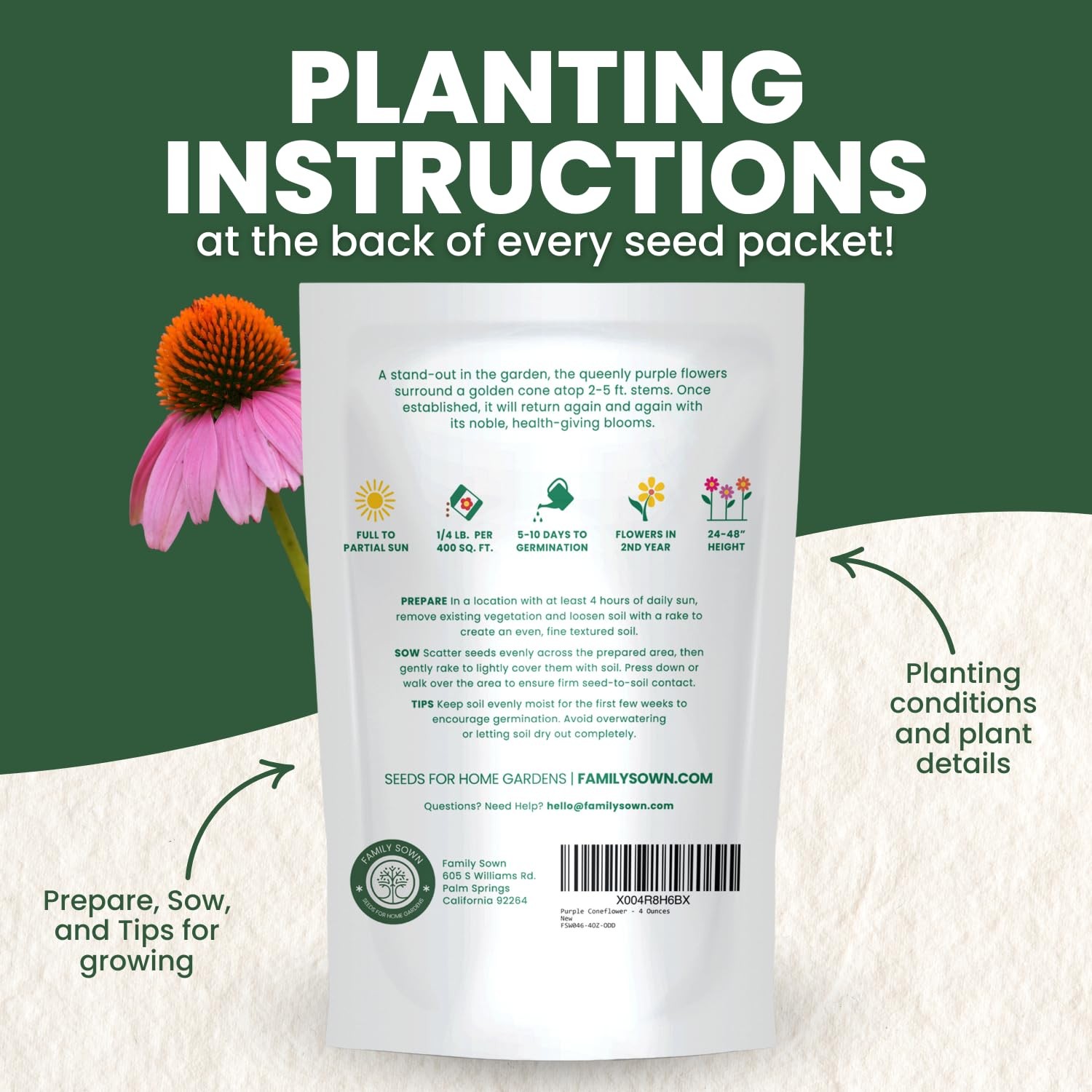 Purple Coneflower Seeds – 28,000 Count for Planting – 2026 Season – 4 Ounce